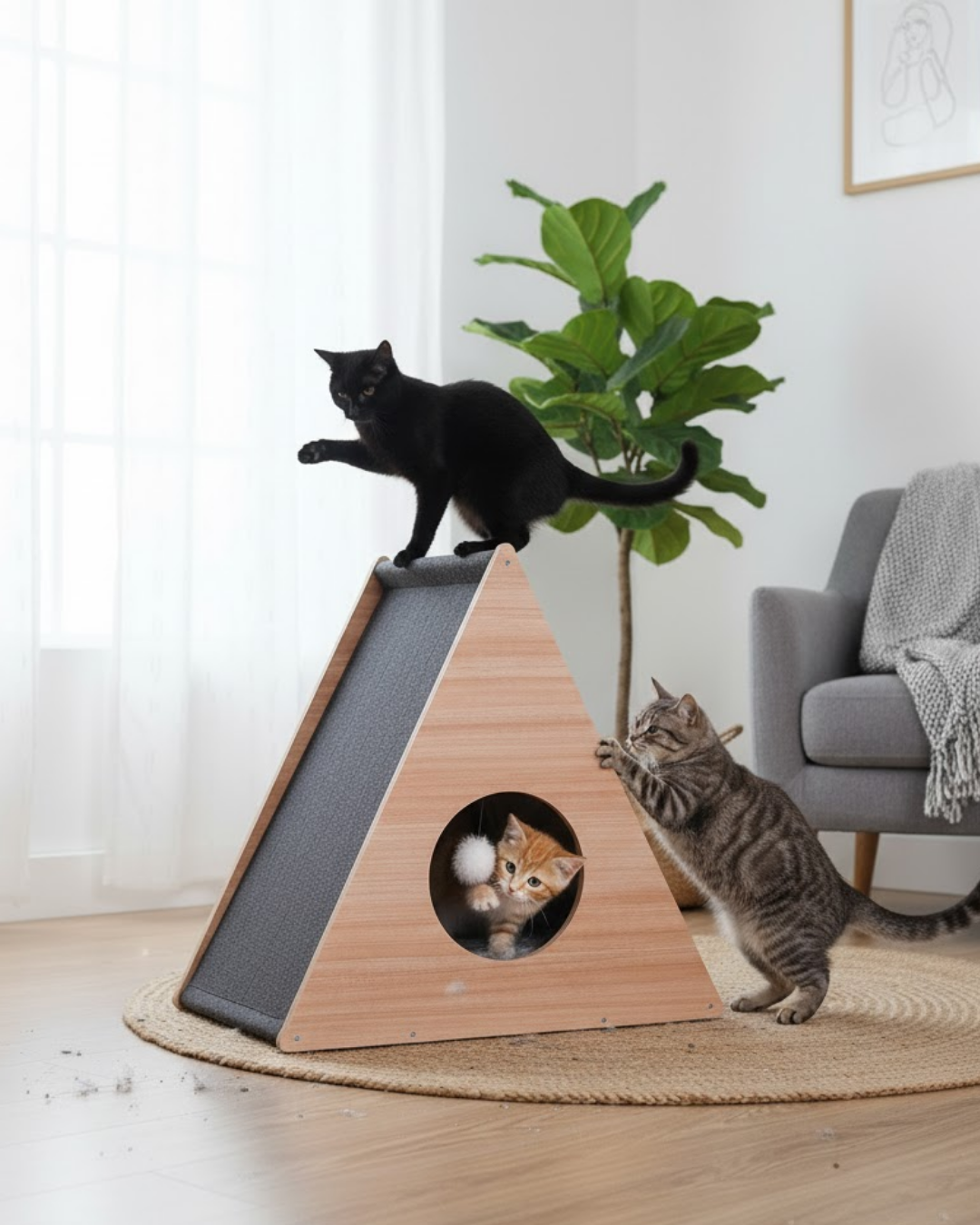 Reyo Pet Üçgen Kedi Tırmalama Evi