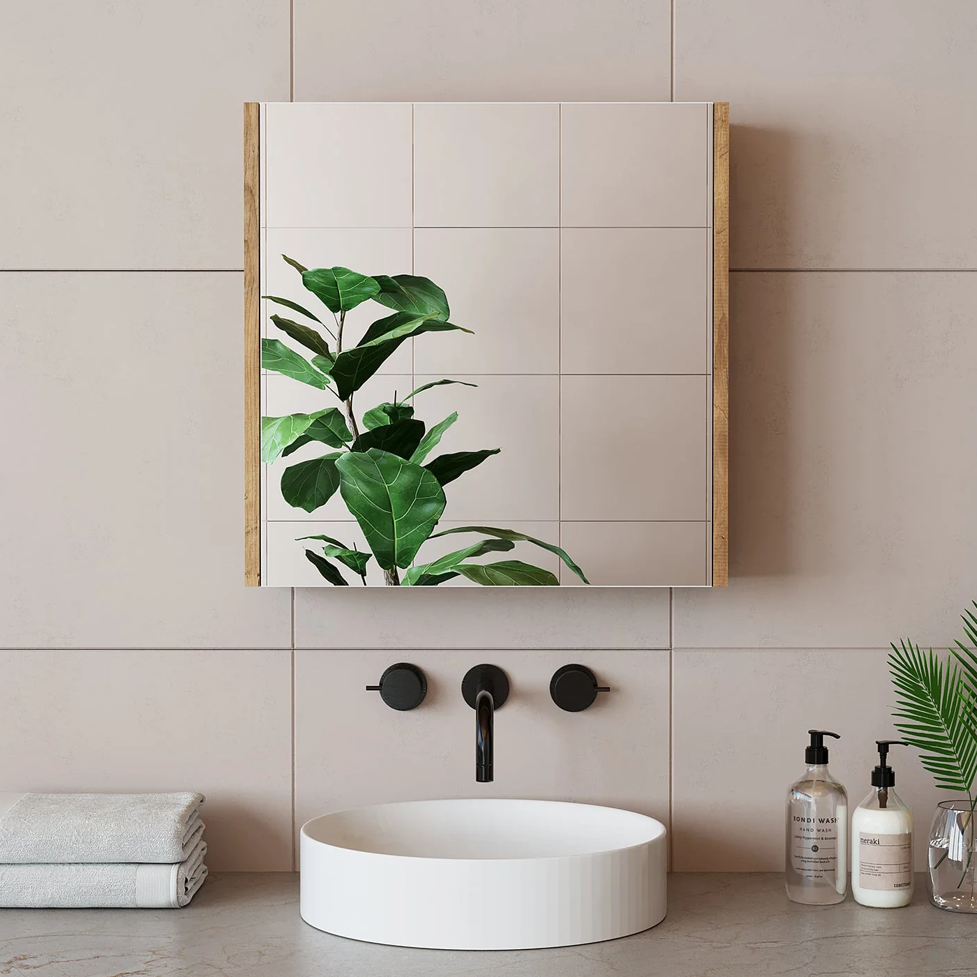 Roomart Ad7 Kulpsuz Tek Kapaklı Ahşap-Mat Beyaz Mdf 60 cm Aynalı Banyo Üst Dolabı