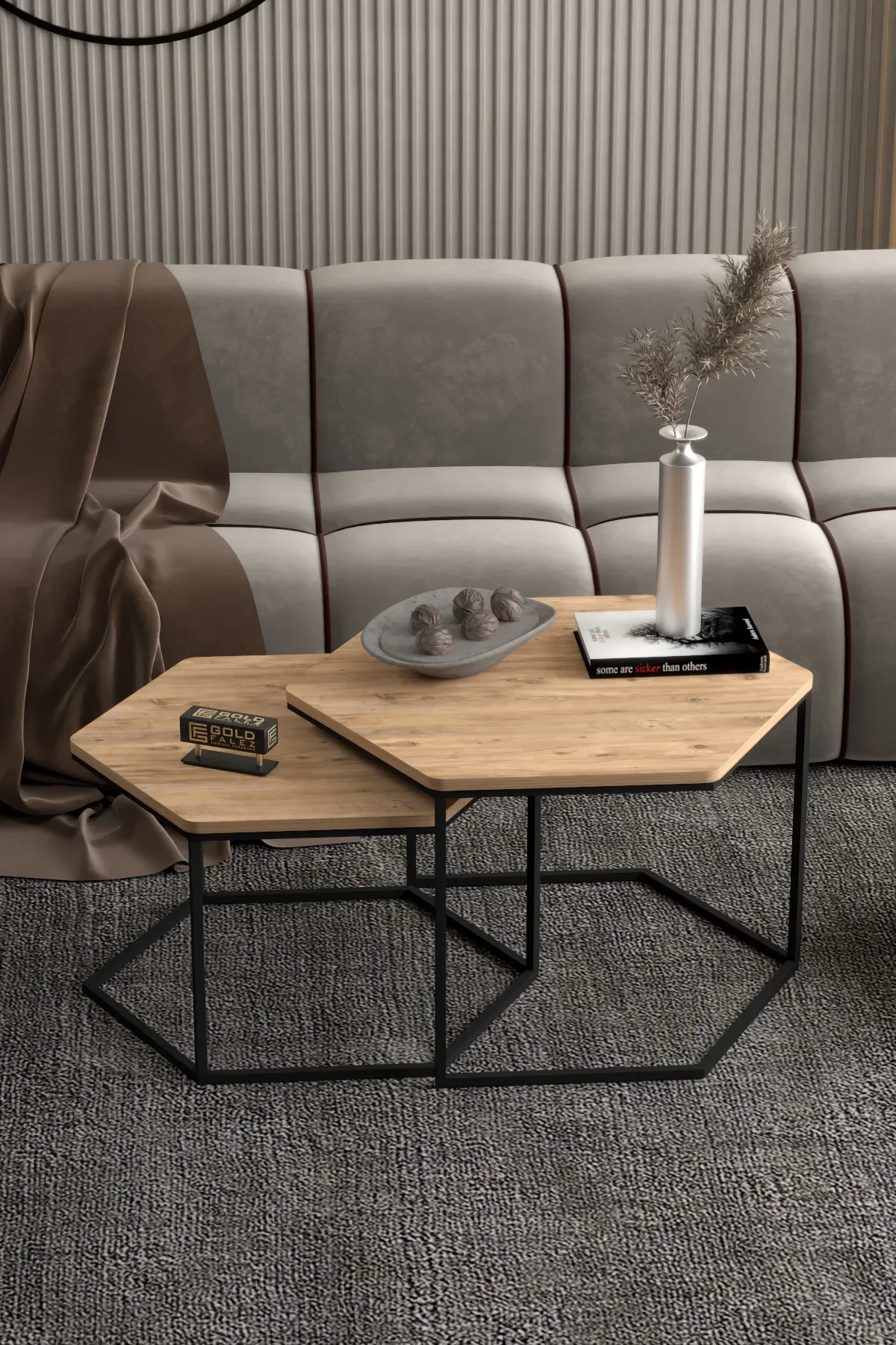 Reyo Falez Altıgen İkili Orta Sehpa 