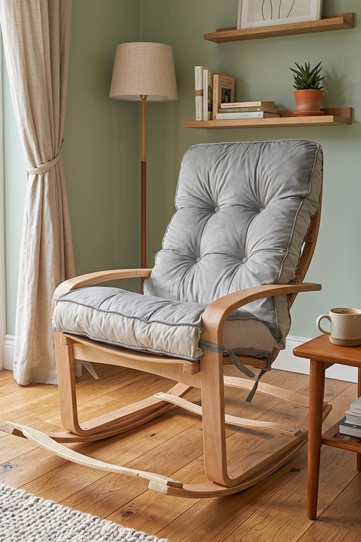 Reyo Home Şehzade Ahşap Sallanan Sandalye Yaylanır Koltuk Dinlenme Koltuğu 