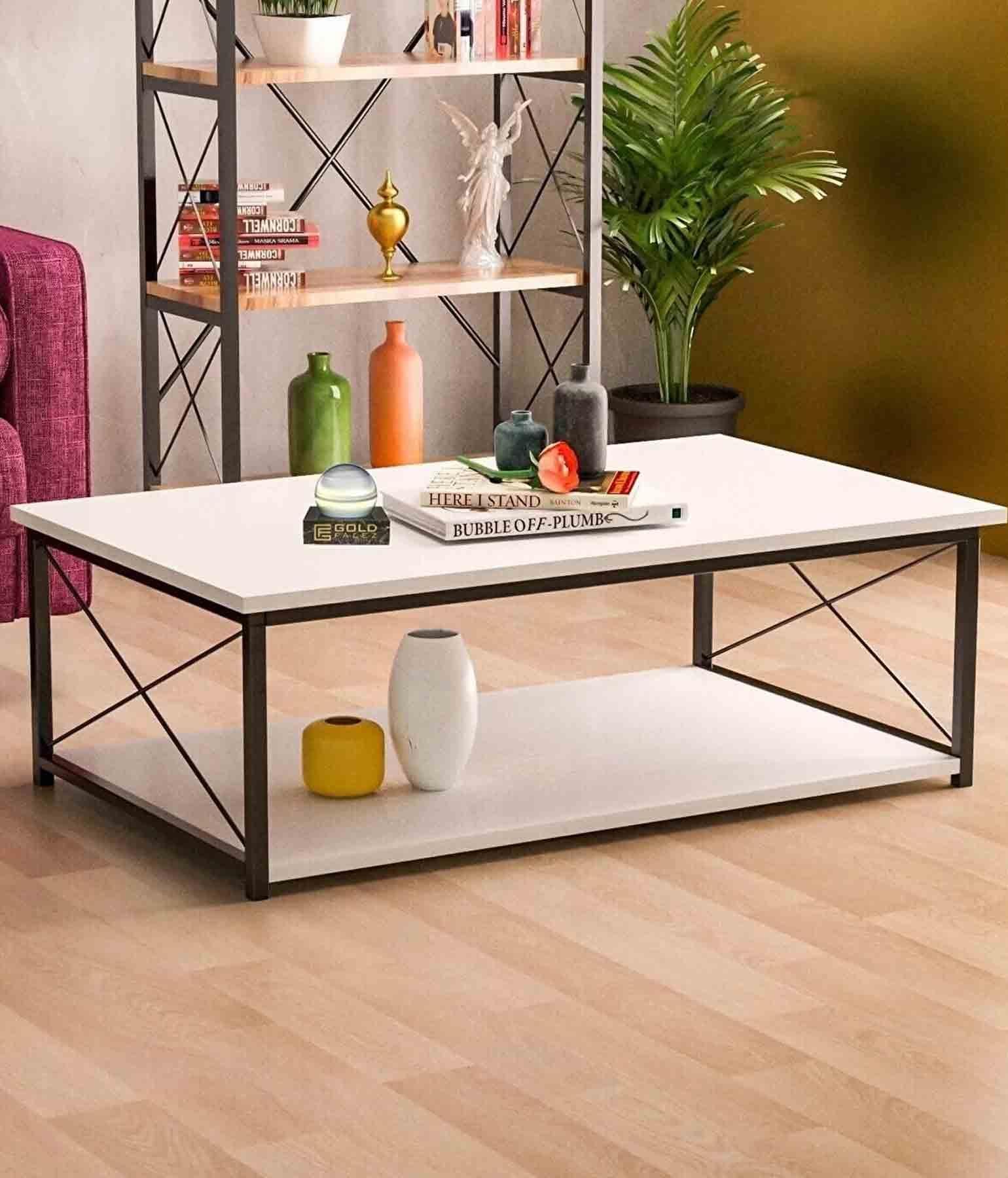 Reyo Orta Sehpa Double Minimalist Beyaz