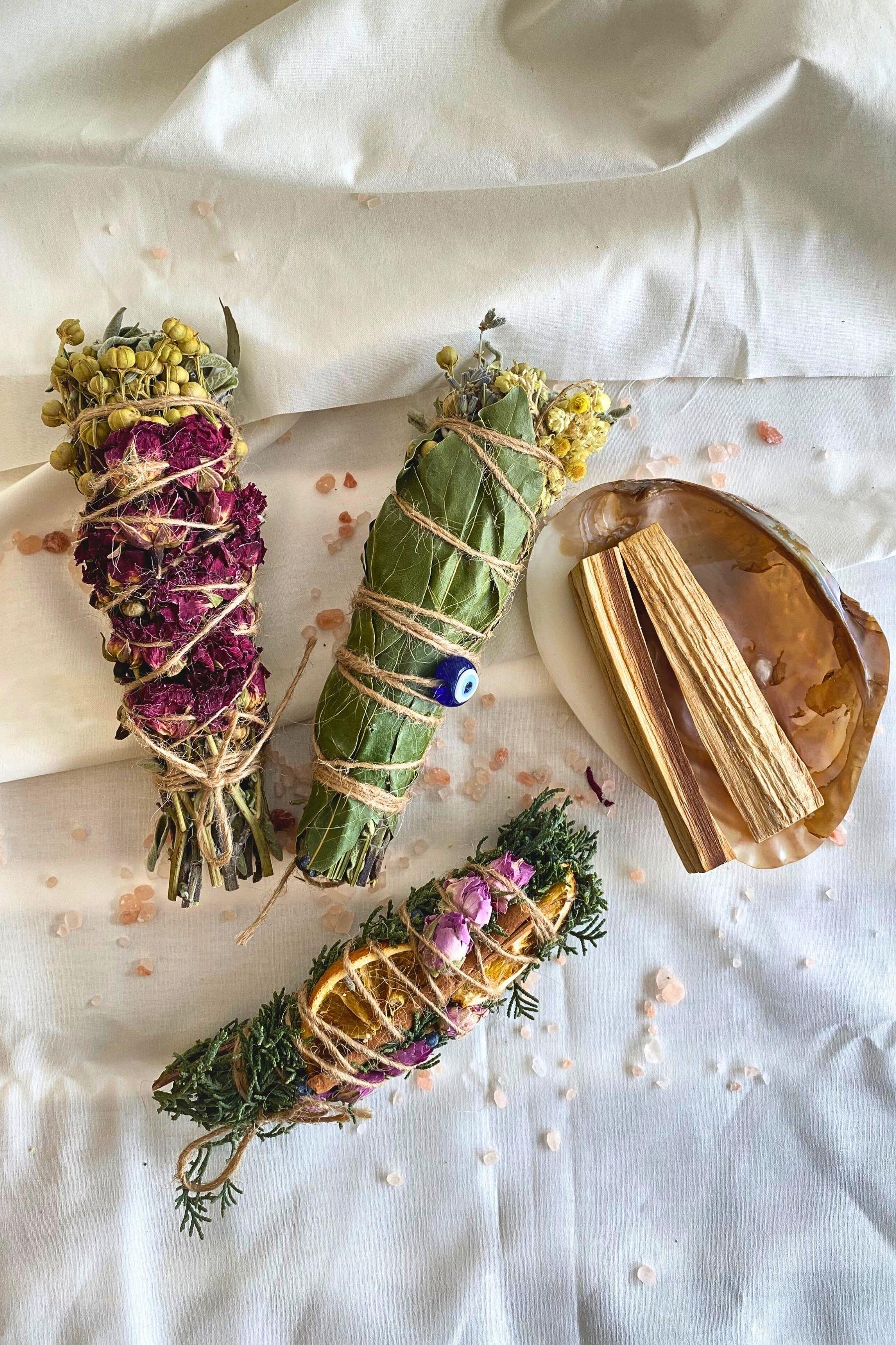 Reyo Nazar, Bereket, Şans Tütsü Demeti Ritüel Set + Deniz Kabuğu + 2 Palo Santo