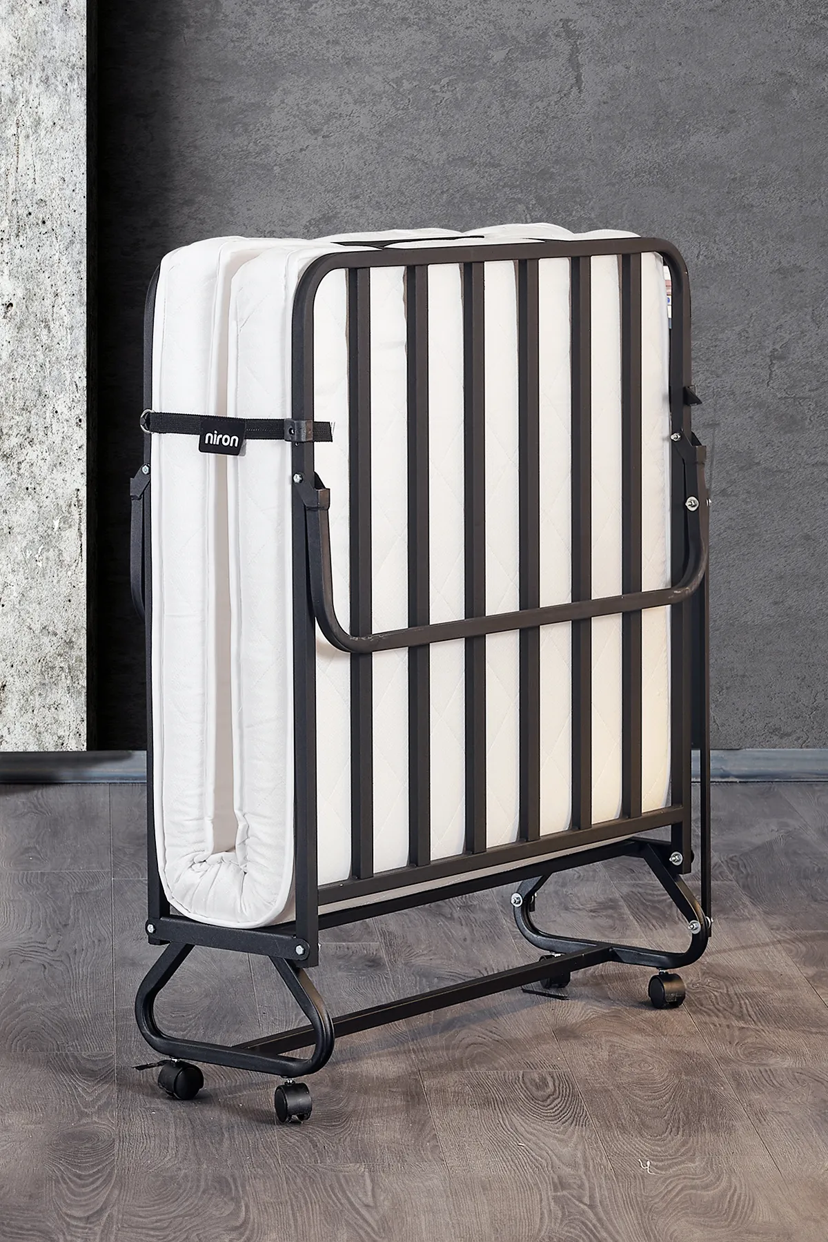 Niron Yatak Iron Katlanır Yatak ve Karyola | 80X190 cm Katlanabilir Somya ve Yatak Tek Kişilik Katlanır Yatak