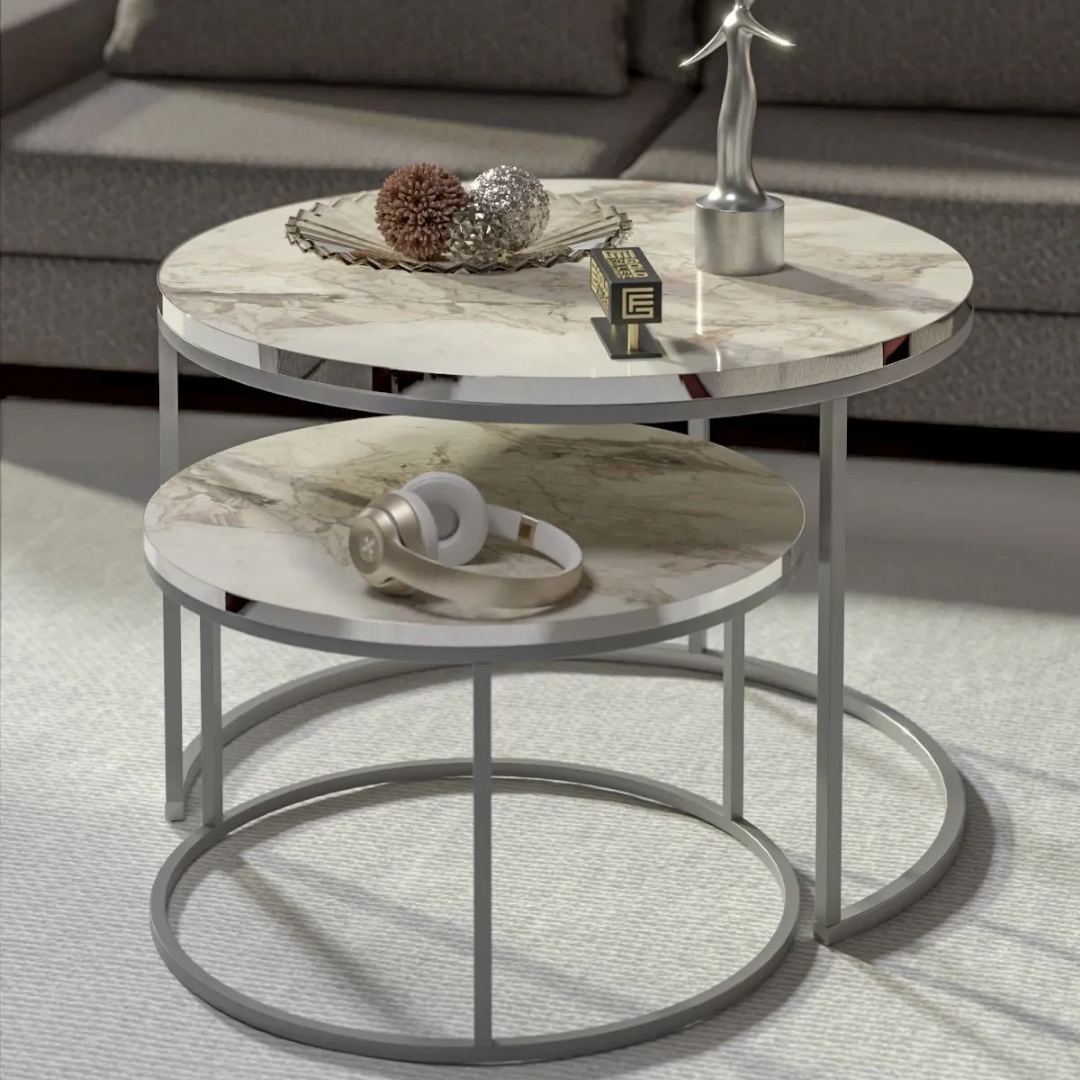 Gold Falez Orta Sehpa İkili Gümüş Lux Special Efes