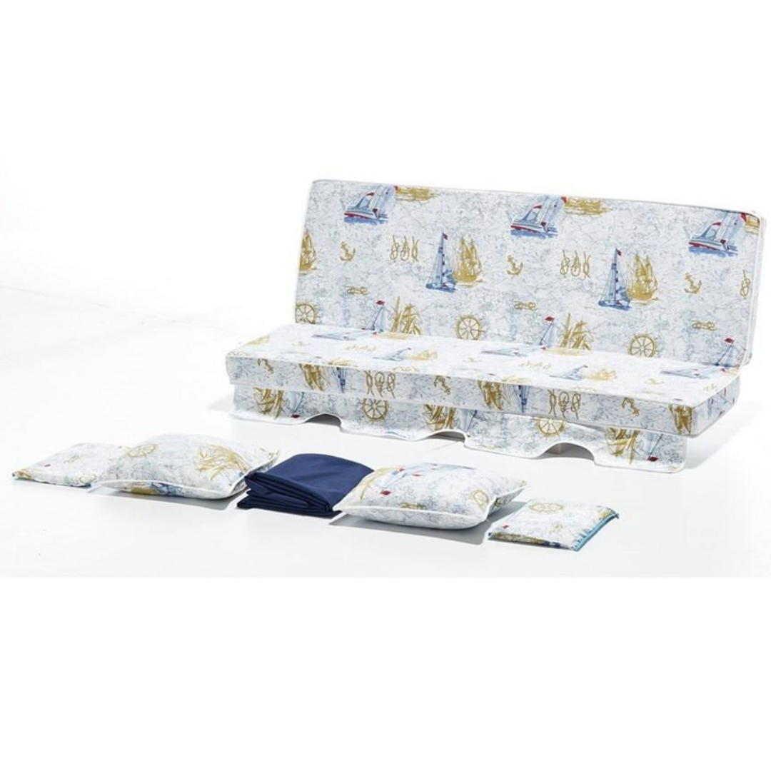 Erinöz Salıncak Minder Takımı 3 Kişilik (Süngerli) - Denizci Desen