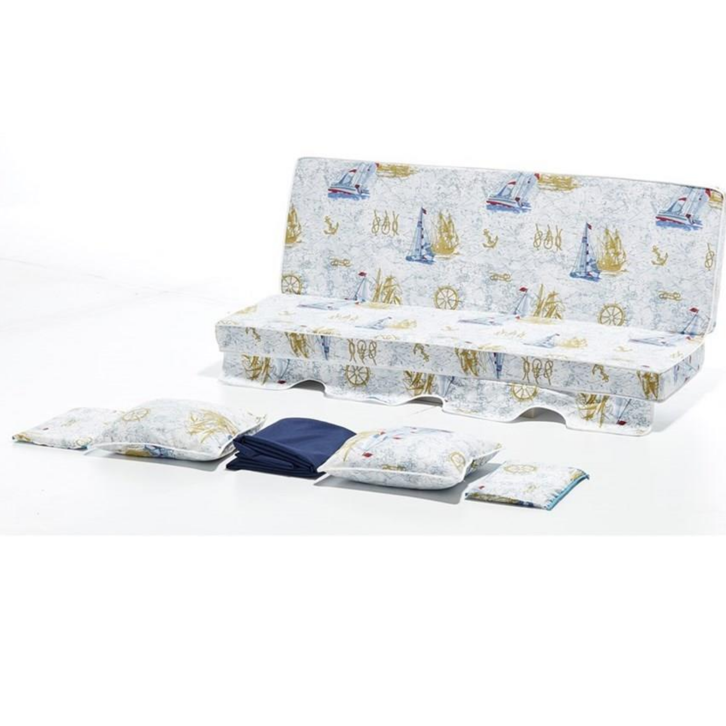 Erinöz Salıncak Minder Takımı 4 Kişilik (Süngerli) - Denizci Desen