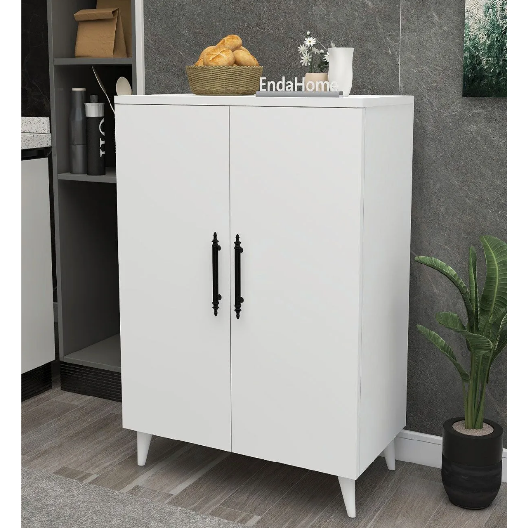 Enda Home 3 Raflı 2 Kapaklı Çok Amaçlı Dolap Beyaz