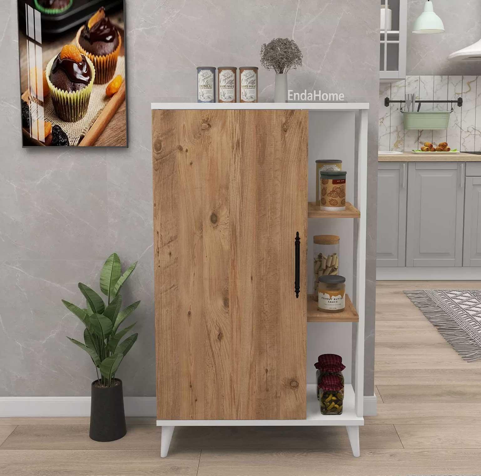 Enda Home 6 Raflı Kapaklı Çok Amaçlı Dolap Atlantik Çam - Beyaz