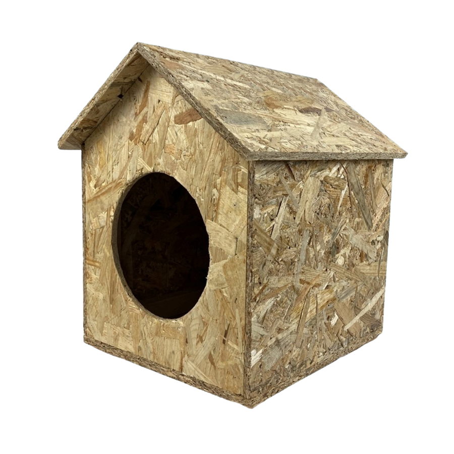 Melada Kedi Evi Dış Ortam Uygun Ahşap Kedi Evi OSB 40x35x30 cm