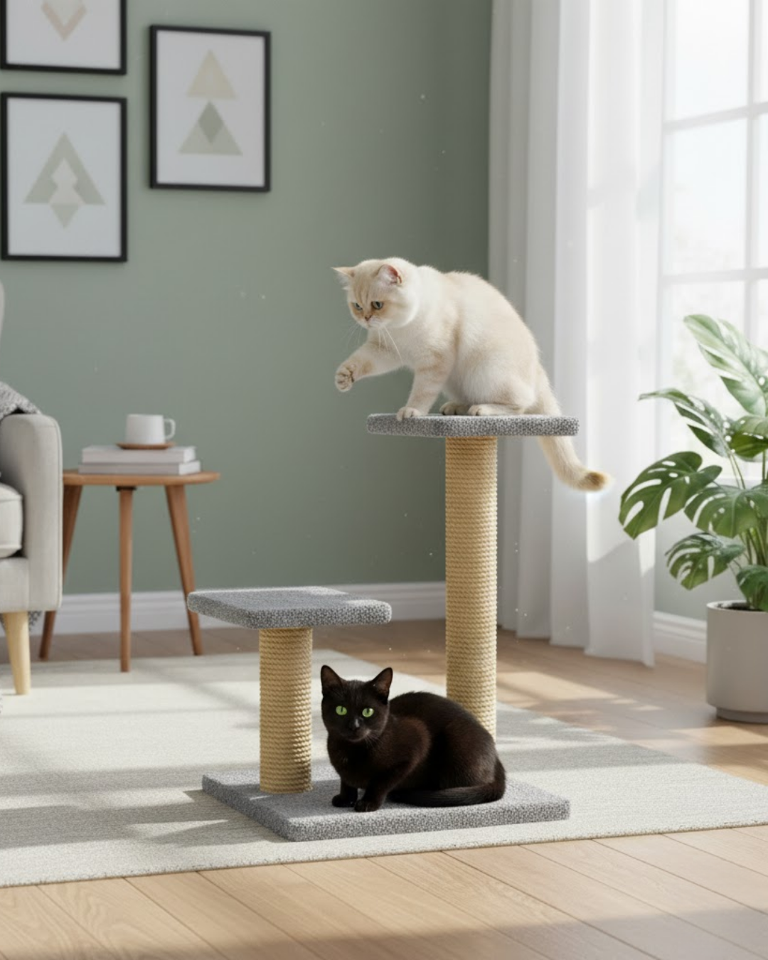 Reyo Pet Çift Stepli Kedi Tırmalama Gri
