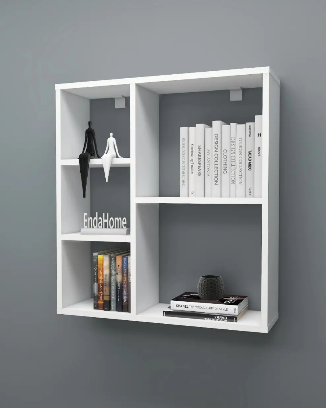 Enda Home Myra 5 Gözlü Çok Amaçlı Modern Duvar Rafı Beyaz
