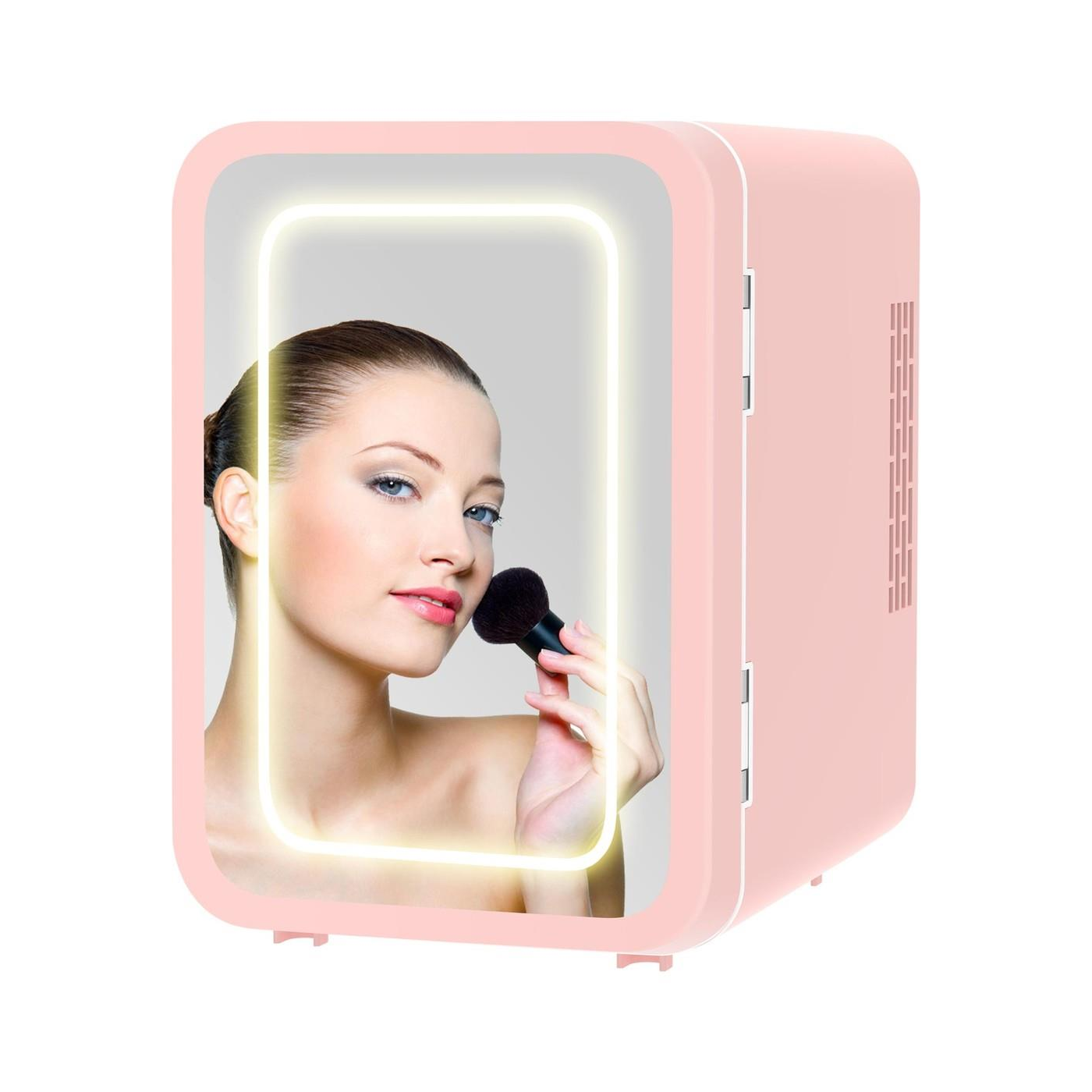 Mioji Mio 212 4L LED Işıklı Kozmetik Makyaj Krem Sıcak ve Soğuk Ayarlı Taşınabilir Fridge Mini Dolap Pembe
