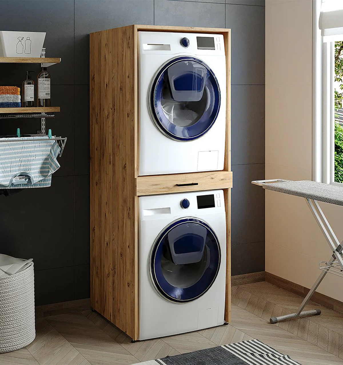Roomart Çamaşır ve Kurutma Makinesi Dolabı Atlantik Çam
