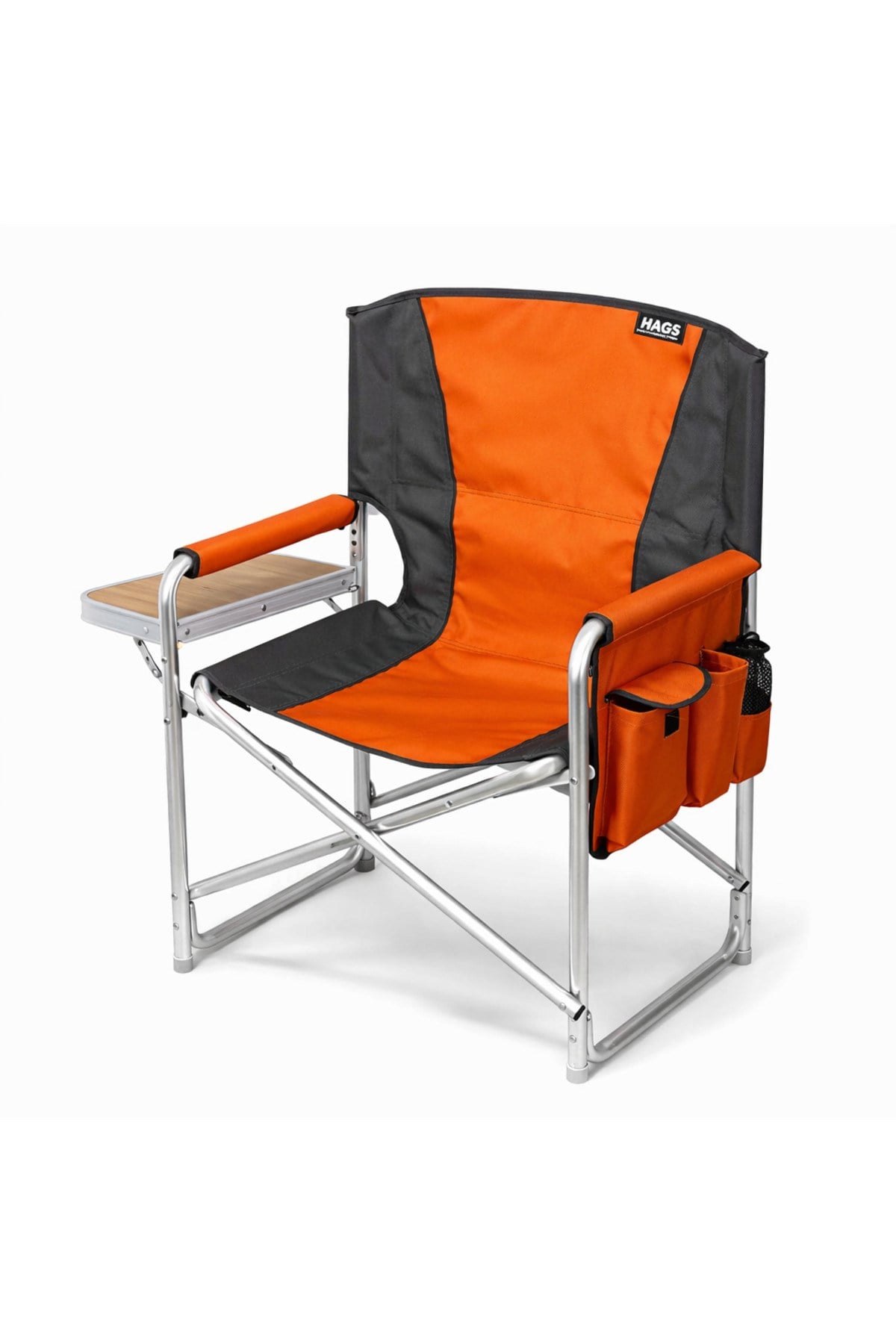 Haegs Alüminyum Kamp Sandalyesi, Hafif Taşınabilir Katlanır Yönetmen Sandalyesi, Yan Sehpa ve Çıkarılabilir Yan Cep ile Açık Hava Kampı, Çim, Piknik, Bahçe, Teras, Balkon - Turuncu