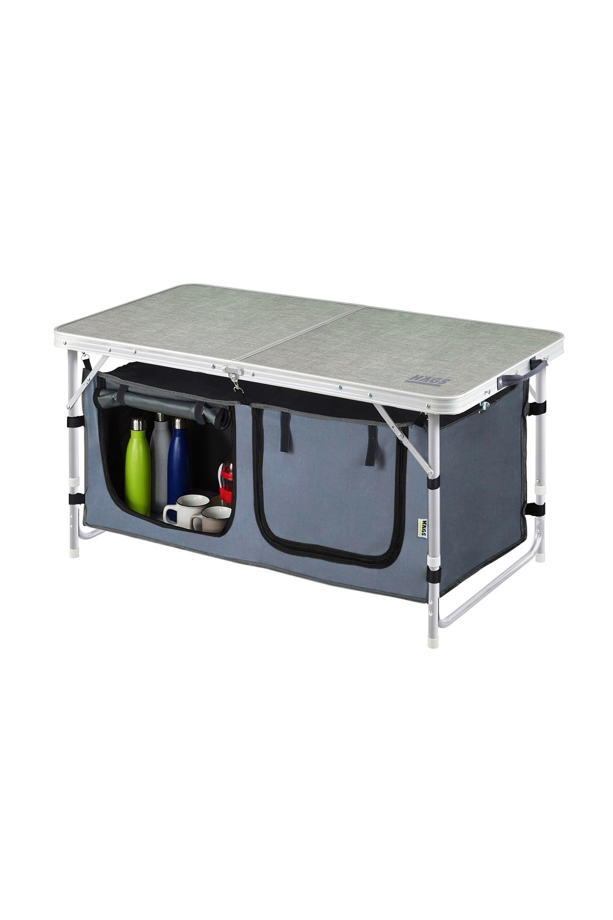 Haegs Saklama Dolaplı Kamp Masası, Outdoor Kamp Mutfağı, Kamp Dolabı, Katlanabilir Kamp Piknik Masası, Seyahat Mutfağı, Mutfak Dolabı, Depolama bölmeli, Dış Mekan Mutfağı 90x50cm - Kumaş Desenli