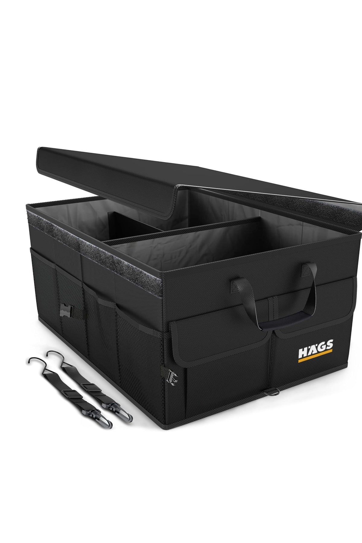 Haegs Araba Bagaj Çantası, Araç içi Düzenleyici Organizer, Katlanabilir Oto Bagaj Düzenleyici, Oto Aksesuarları, Araba Alet Eşya Düzenleyici - 50 Lt- Siyah