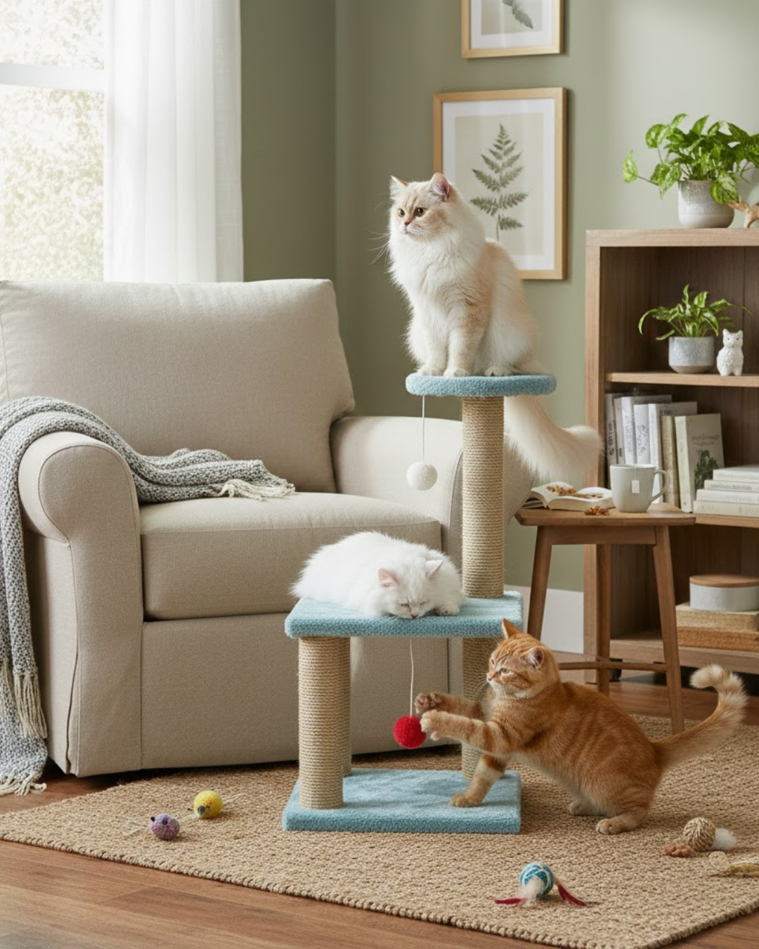 Reyo Pet Katlı Yavru Kedi Tırmalama Tahtası Turkuaz