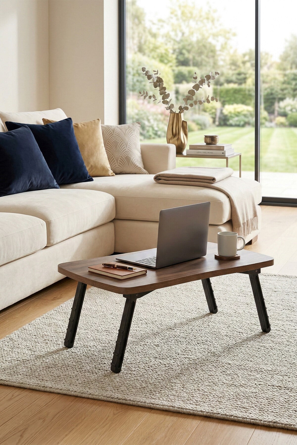 Reyo Laptop Sehpası Çalışma Kahvaltı Masası Ceviz