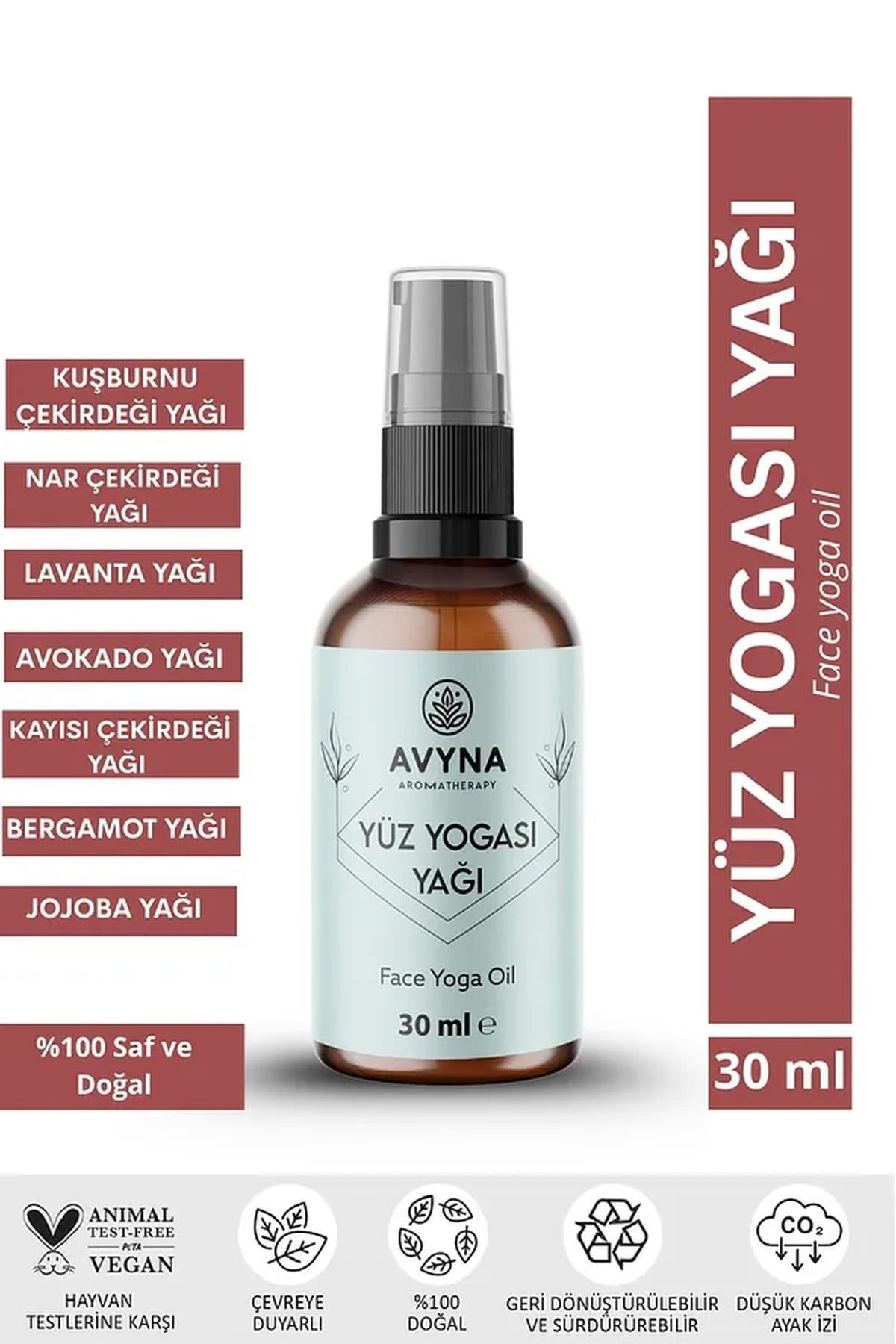Avyna Yüz Yogası Yağı 30 ml Cam Şişede %100 Saf ve Doğal Yaşlanma ve Kırışıklık Karşıtı