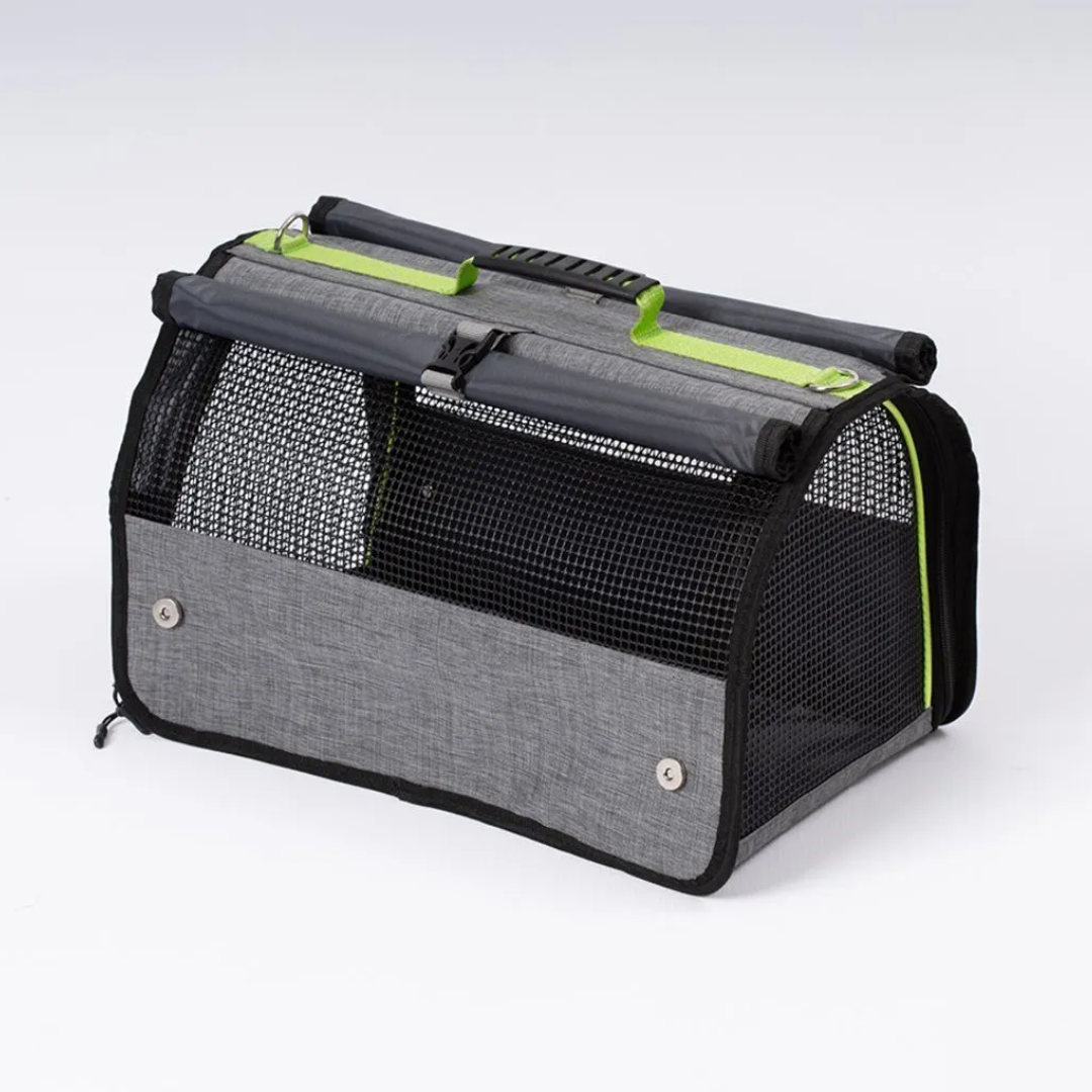 Brave Paws Flybag Plastik Yırtılmaz Fileli Kedi Ve Köpek Taşıma Çantası Seyahat Çantası Gri 45x25x26cm