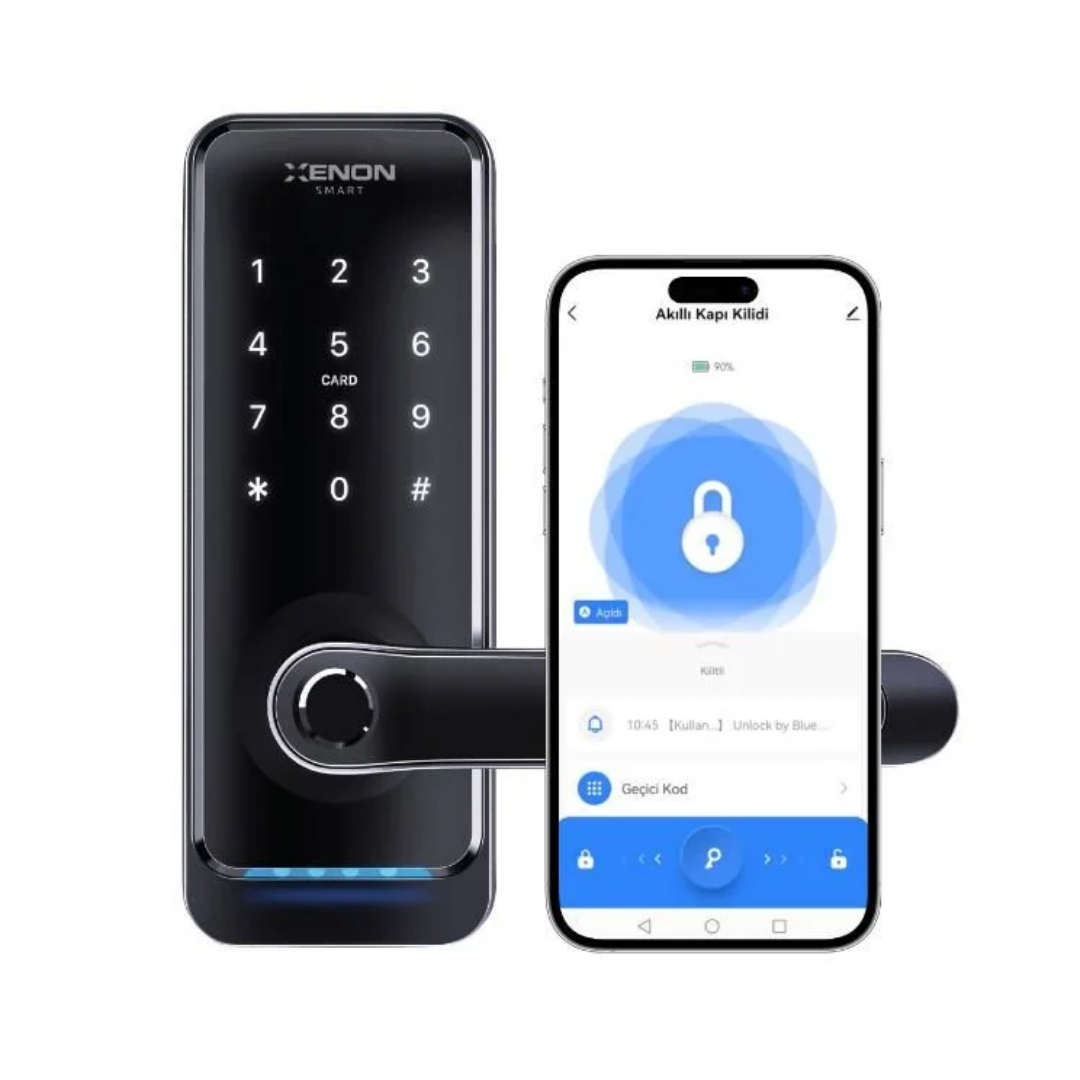 Xenon Smart Parmak İzi Dokunmatik Şifre Girişli Akıllı Kapı Kilidi Siyah