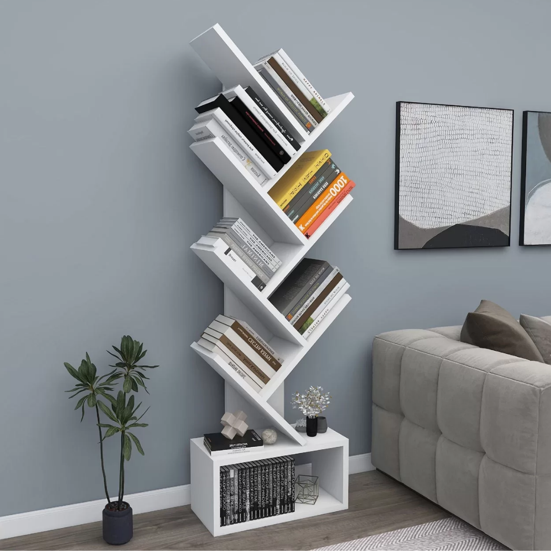 Enda Home Erine 8 Raflı Zikzak Kitaplık Beyaz