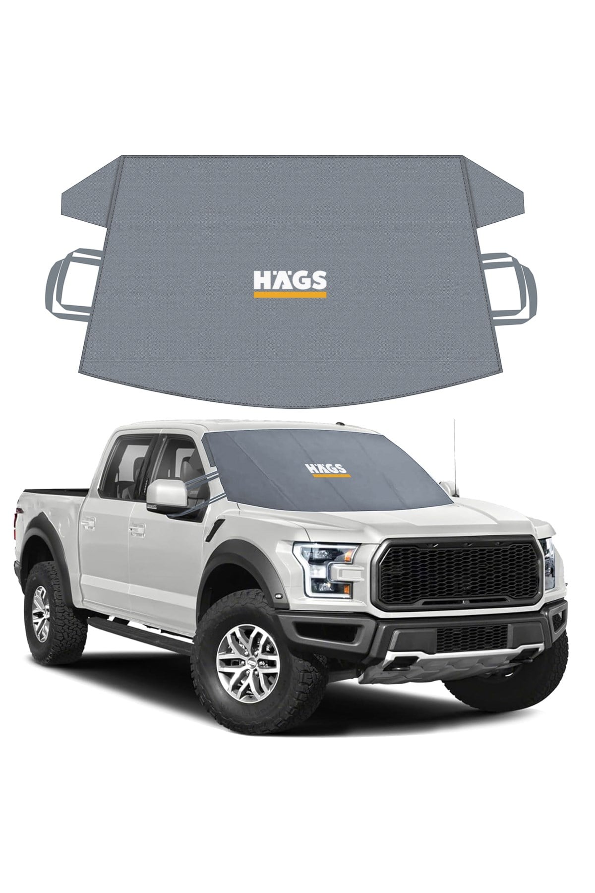 Haegs Buz ve Kar Önleyici Araç Ön Cam Örtüsü Brandası | Ağır Hizmet Tipi 600D Oxford Kumaş | Arabalar, SUV`lar, Kamyonetler İçin Oto Ön Cam Koruyucu Güneşlik | Don Örtüsü (185x109cm) XL - Gri