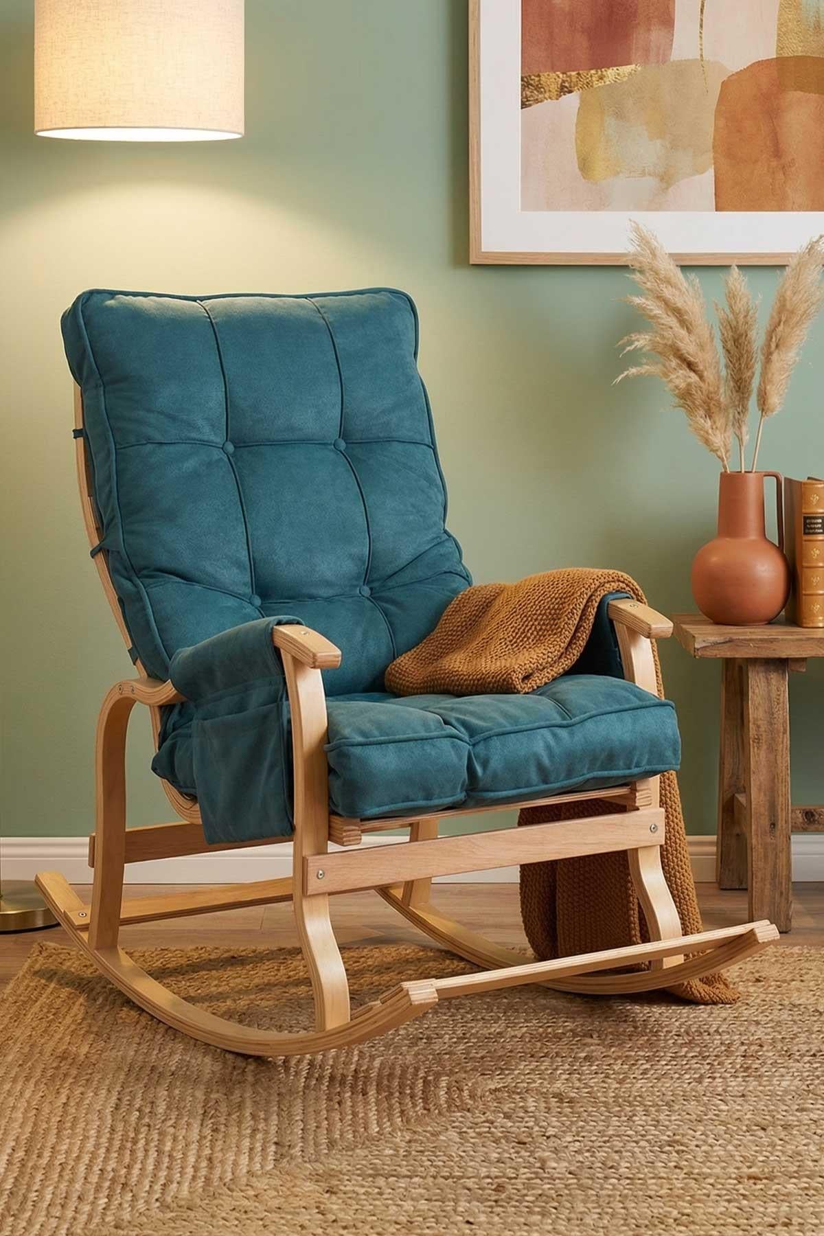 Reyo Santorini Kapitoneli Tv Koltuğu Baba Koltuğu Sallanan Sandalye Emzirme Koltuğu Dinlenme Koltuğu Petrol Mavisi