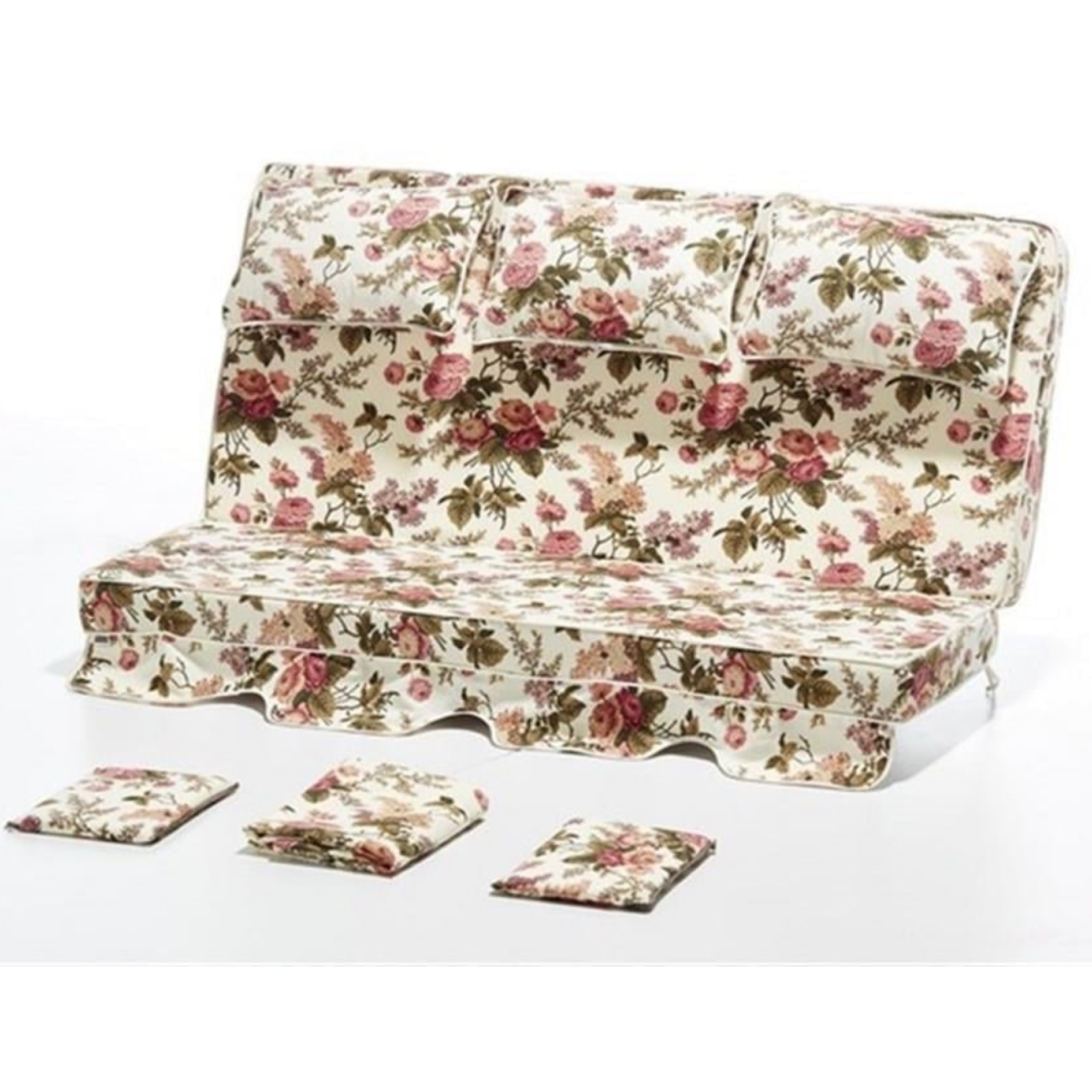 Erinöz Salıncak Minder Kılıf Takımı 3 Kişilik (Süngersiz) - Salvia - İngiliz Gülü