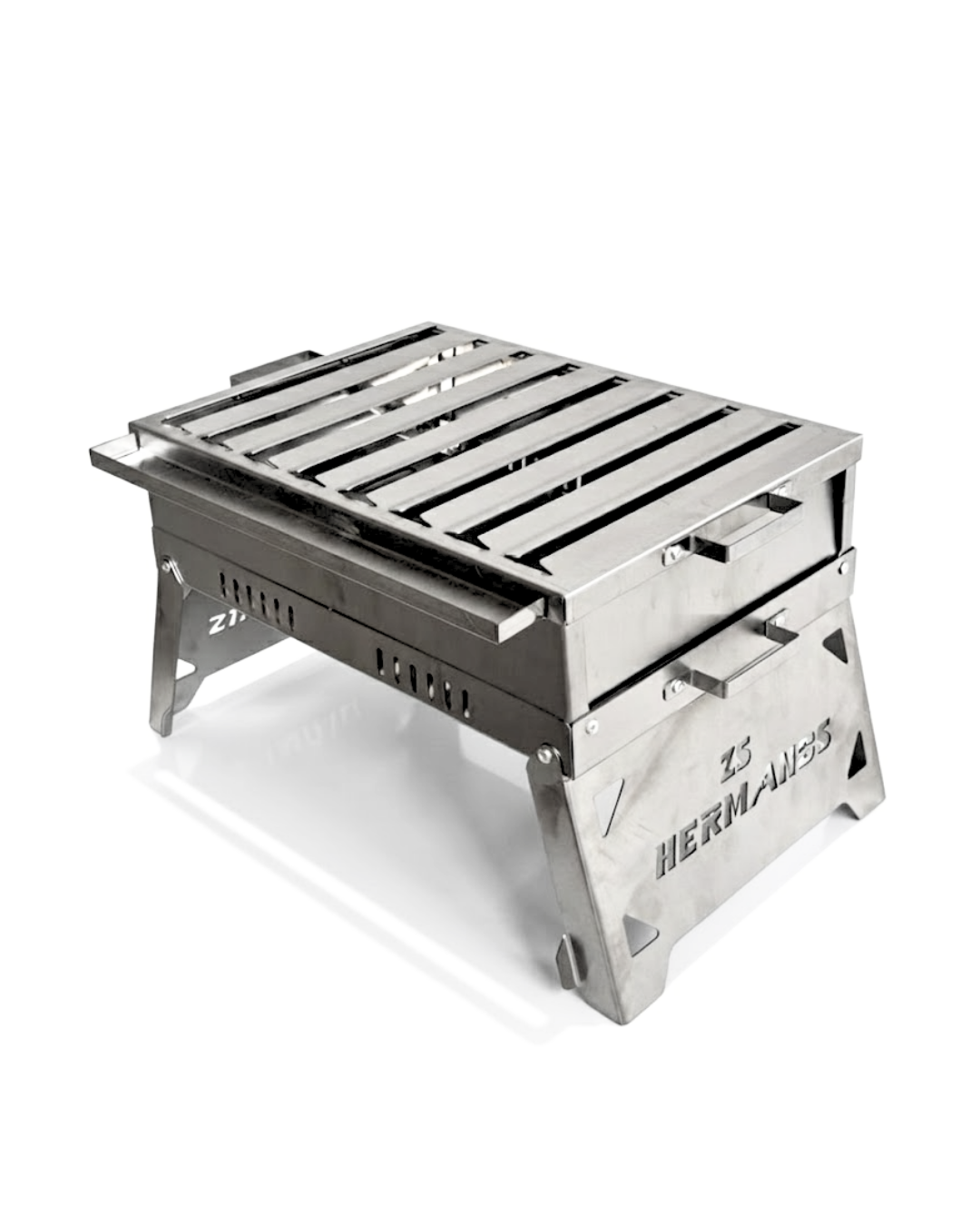 Zs Hermanos HKM02 35x25cm Çantalı Paslanmaz Krom Katlanır Mangal Oluklu Izgara