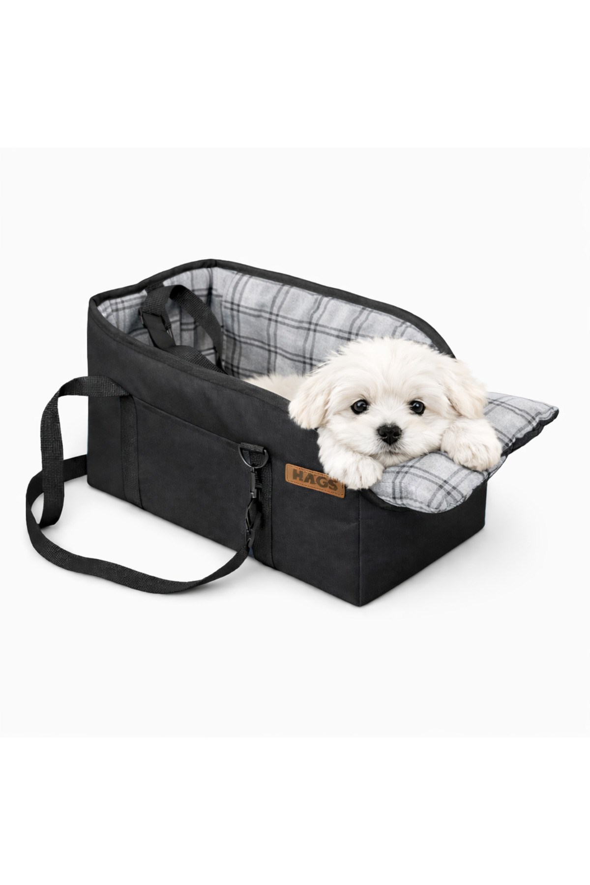 Haegs Araç Konsol Üstü Köpek Koltuğu, Köpek Taşıma Çantası, Küçük Köpekler İçin Taşınabilir Köpek Yatağı, Kol Dayama Yeri Olan, Yumuşak Minderli, Evcil Hayvan Araba Koltuğu, Siyah - Gri