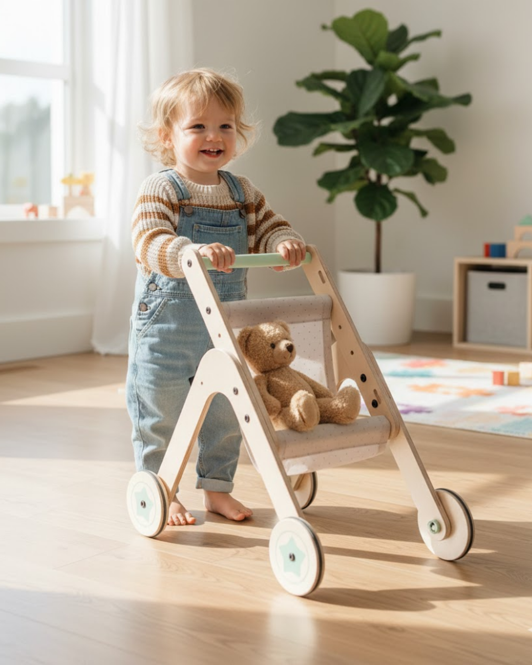 Mamatoyz Trio Stroller İlk Adım Yürüteç ve Oyuncak Bebek Arabası