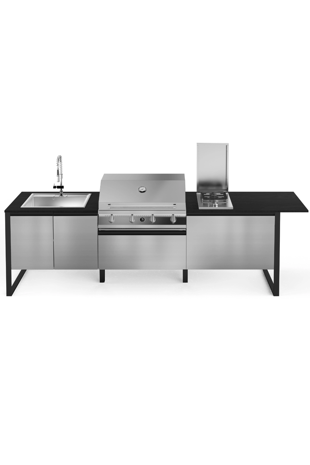 Berfmann Steel Brenta T28 Siyah Outdoor Barbekü Mutfak Ünitesi