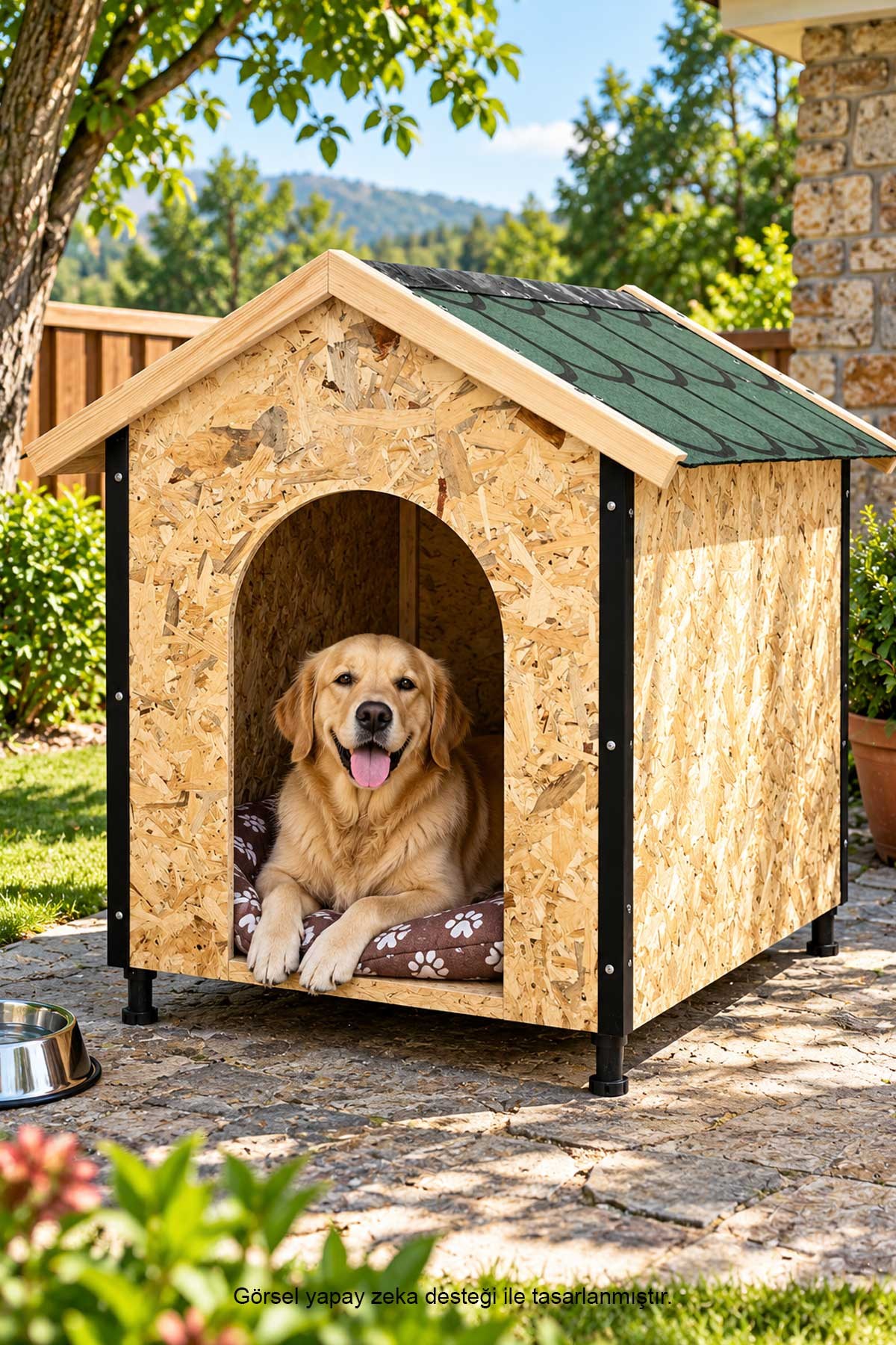 Msay Büyük Boy Köpek Evi, Sıcak ve Soğuya Dayanıklı Köpek Kulübesi OSB Ahşap Şıngıl Çatılı 70x90x100 cm (Demonte Gönderim)