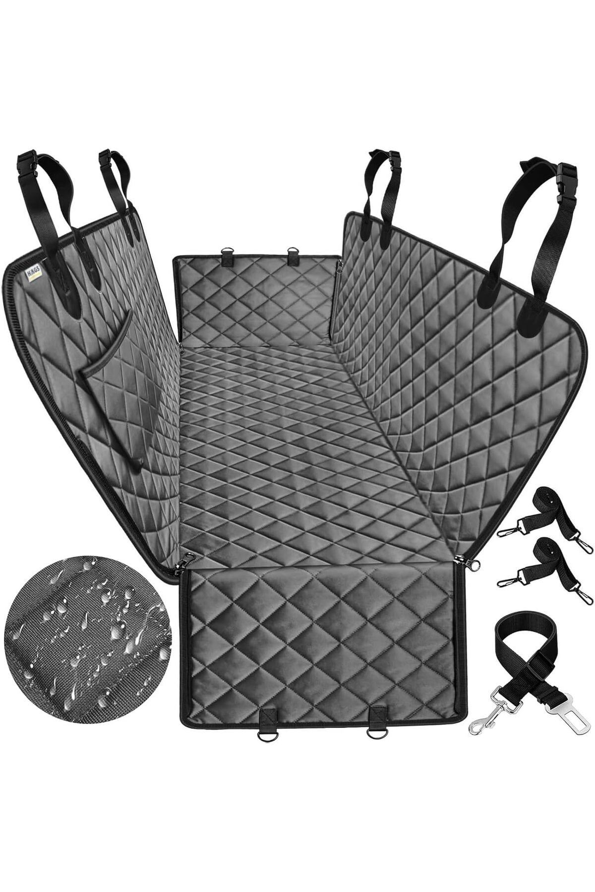 Haegs Evcil Hayvan için Araba Koltuk Kılıfı, Oto Köpek Koltuk Örtüsü, Su Geçirmez Hamak 600D Ağır Hizmet Tipi Çizilmeye Dayanıklı Kaymaz Bagaj Köpek Örtüsü Araba Pickup ve Suvlar için- Gri