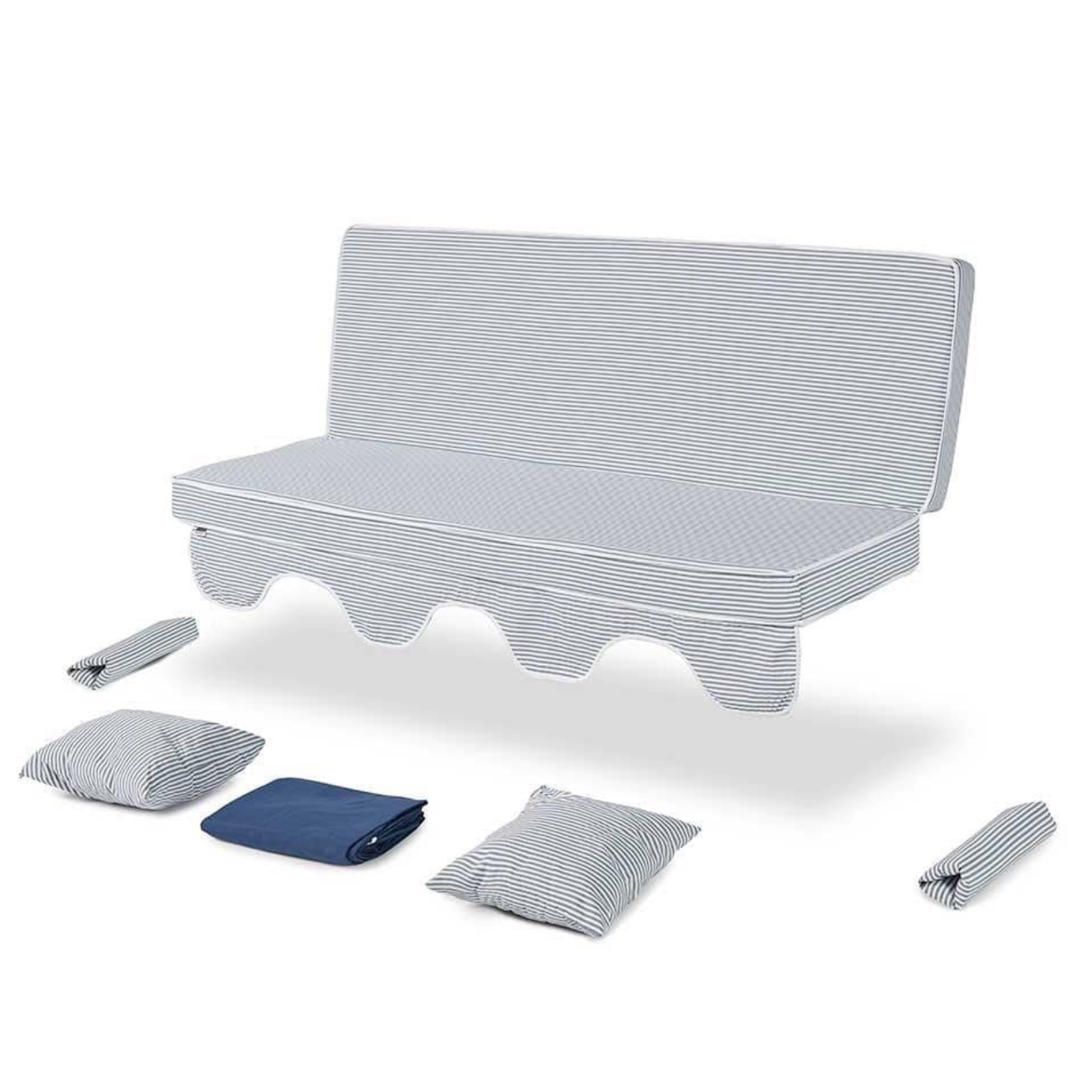 Erinöz Salıncak Minder Kılıf Takımı 4 Kişilik (Süngersiz) -Minder: Lacivert Çizgili Tente: Lacivert