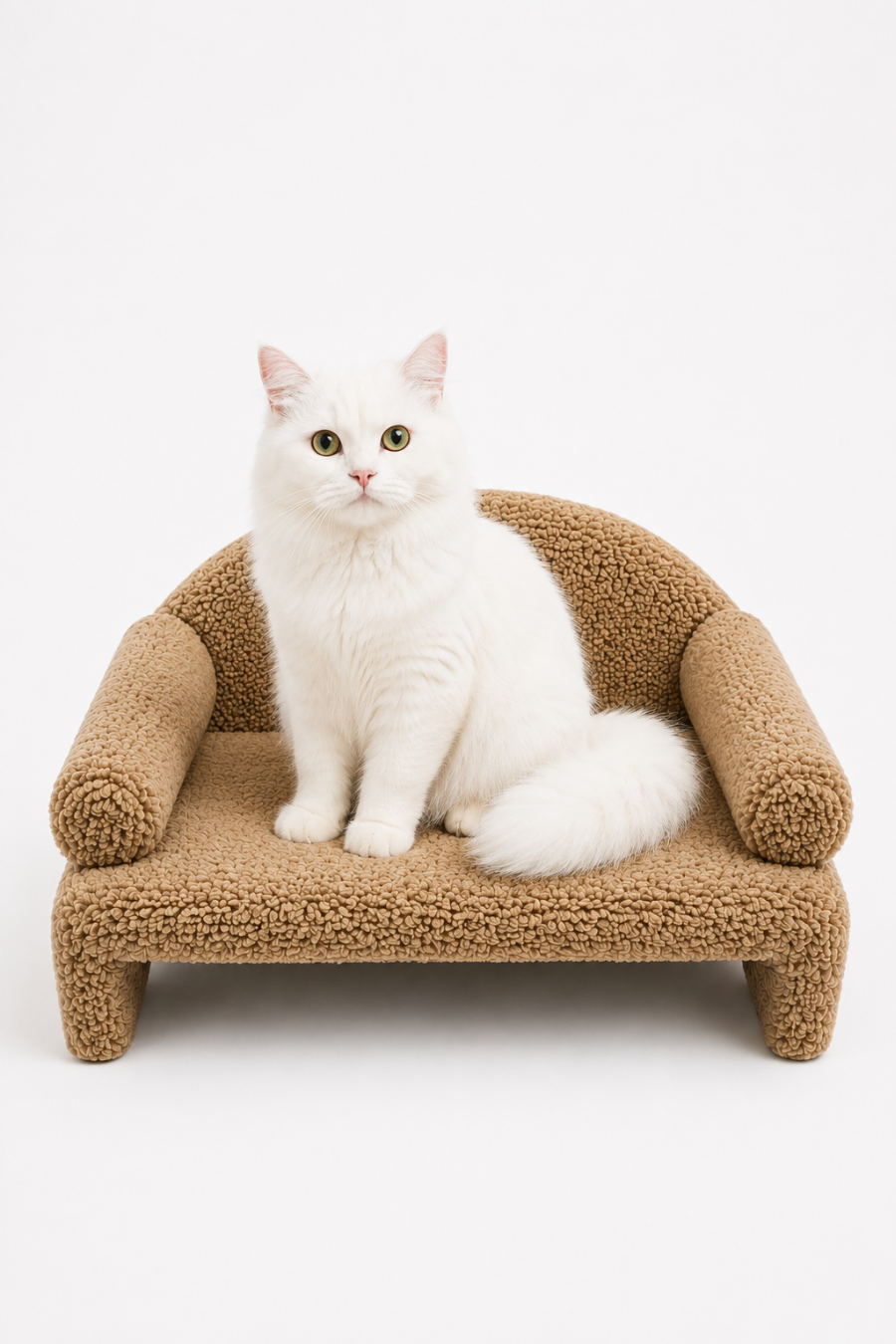 Reyo Pet Peluş Kedi Koltuğu, Kedi Kanepesi, Kedi Yatağı, Evcil Hayvan Dinlenme Koltuğu, Rahat Kedi Sofa Yatağı, 45x33x25 cm Kahve