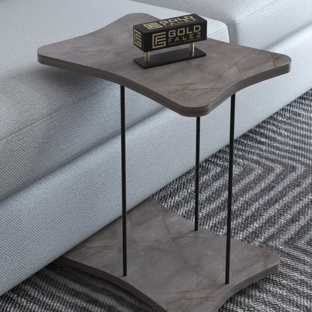 Gold Falez Tekerlekli Yan Sehpa Gordion