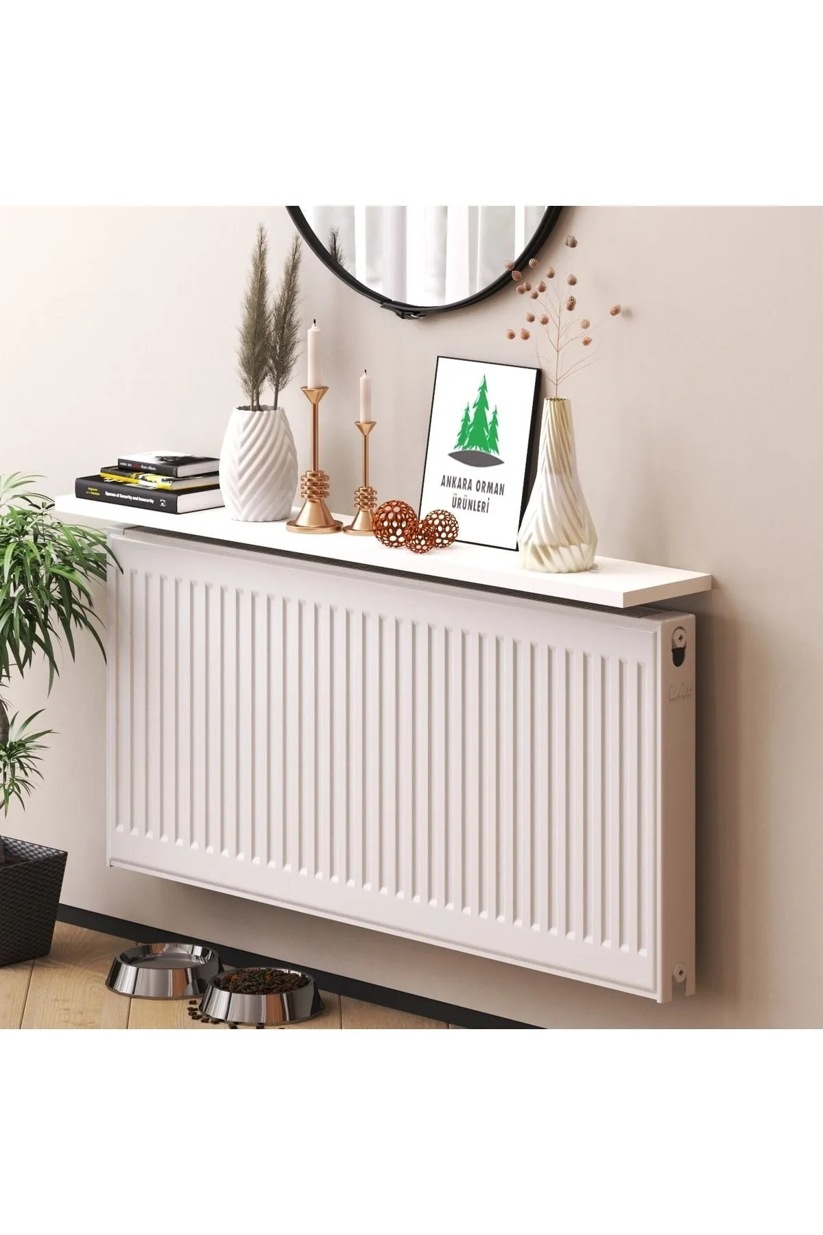 Ankara Orman Ürünleri Mdf Beyaz Petek Üstü Duvara Monte Uçan Raf Dresuar 90cmx18cm