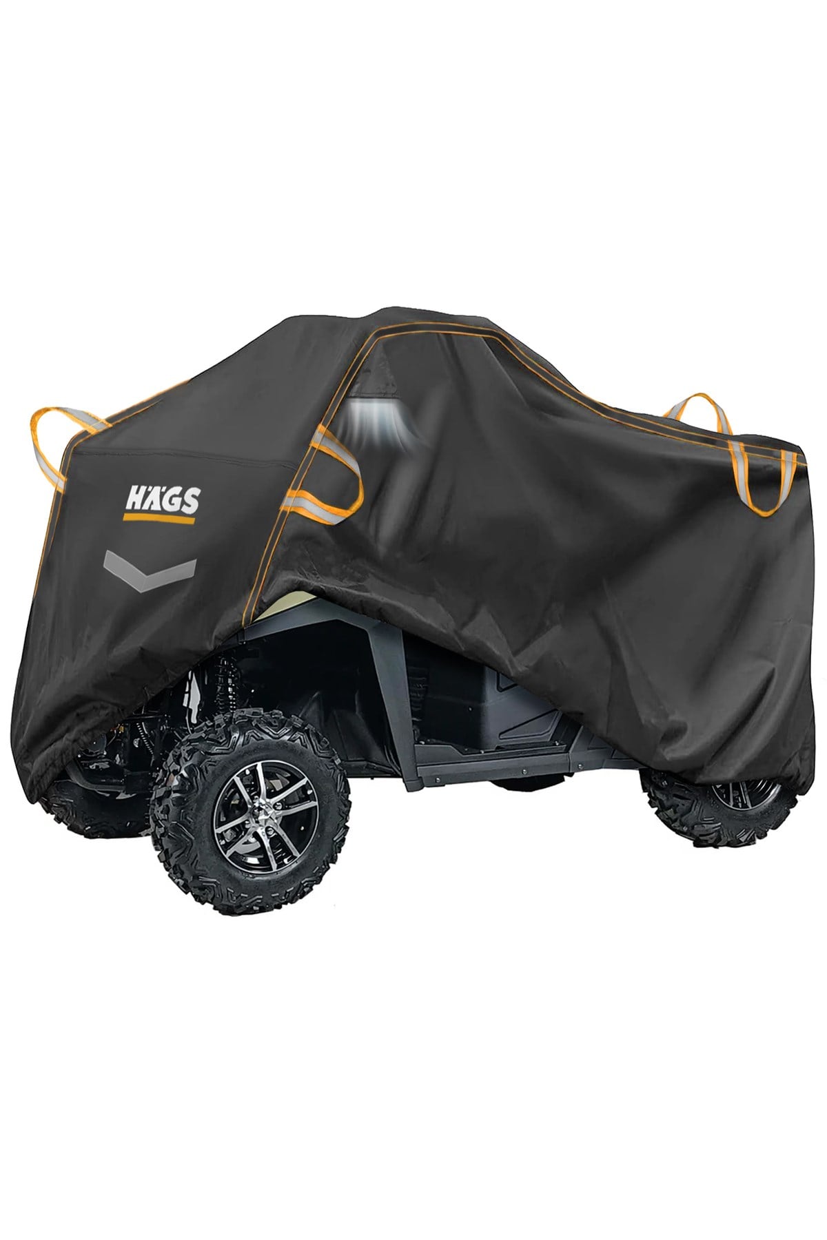 Haegs UTV Brandası, UTV Koruma Kılıfı, Örtüsü, Ağır Hizmet Tipi, Su Geçirmez, 4 Mevsim Koruma, Çift Sıra Koltuklu 4-6 Kişilik UTV için (L-390-175-190cm) Siyah