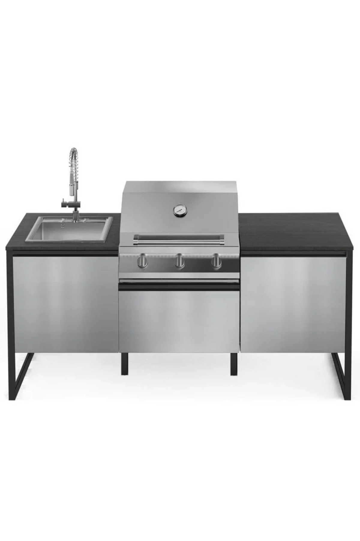 Berfmann Steel Latemar T20 Siyah Outdoor Barbekü Mutfak Ünitesi