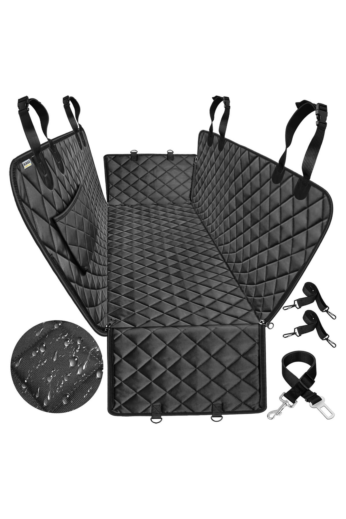 Haegs Evcil Hayvan için Araba Koltuk Kılıfı, Oto Köpek Koltuk Örtüsü, Su Geçirmez Hamak 600D Ağır Hizmet Tipi Çizilmeye Dayanıklı Kaymaz Bagaj Köpek Örtüsü Araba Pickup ve Suvlar için - Siyah