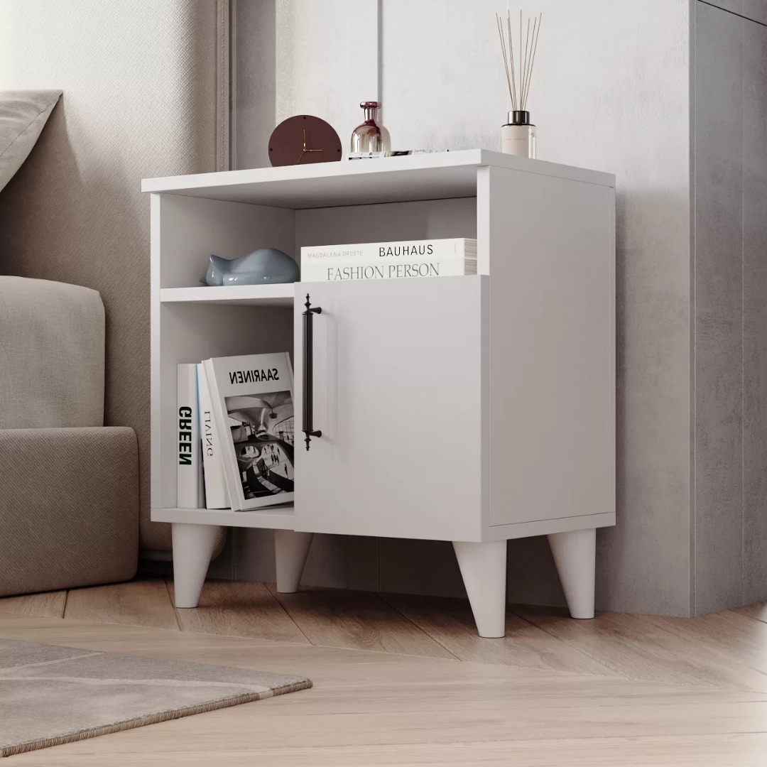 Enda Home Kommen 3 Bölmeli Kapaklı Komodin Beyaz