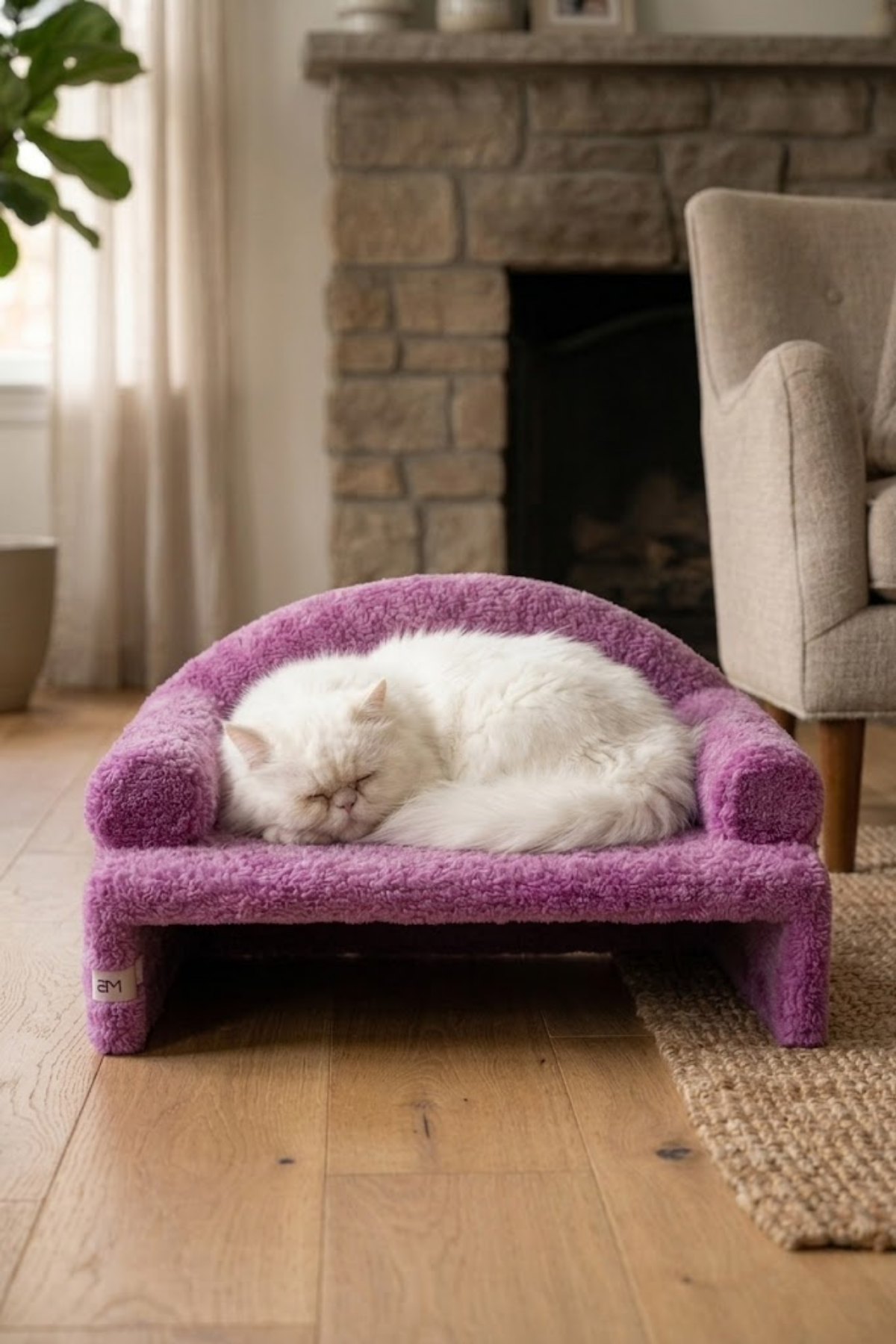 Reyo Pet Peluş Kedi Oturma Koltuğu Kedi Yatağı Fuşya