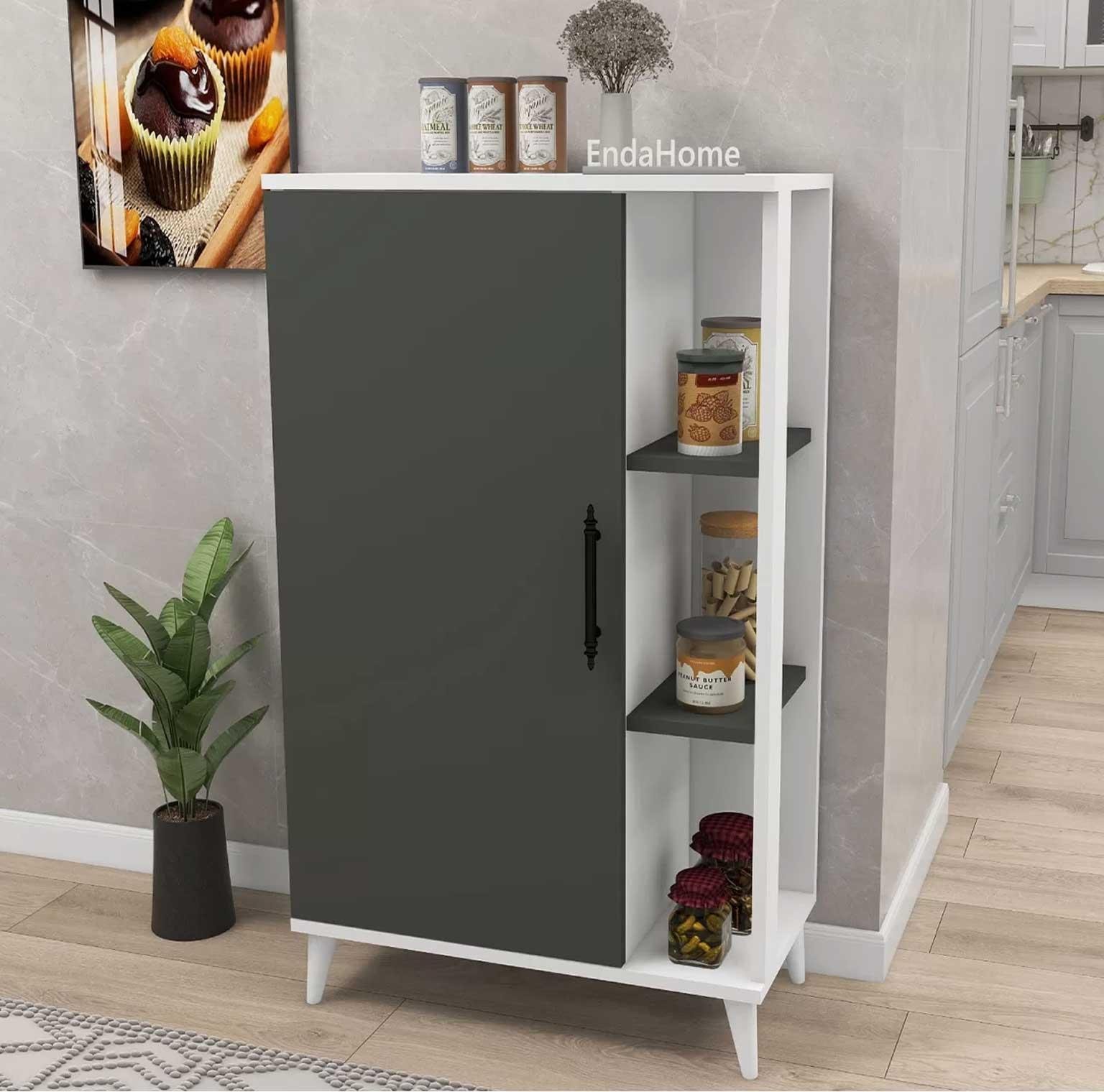 Enda Home 6 Raflı Kapaklı Çok Amaçlı Dolap 97x65x32 cm Beyaz