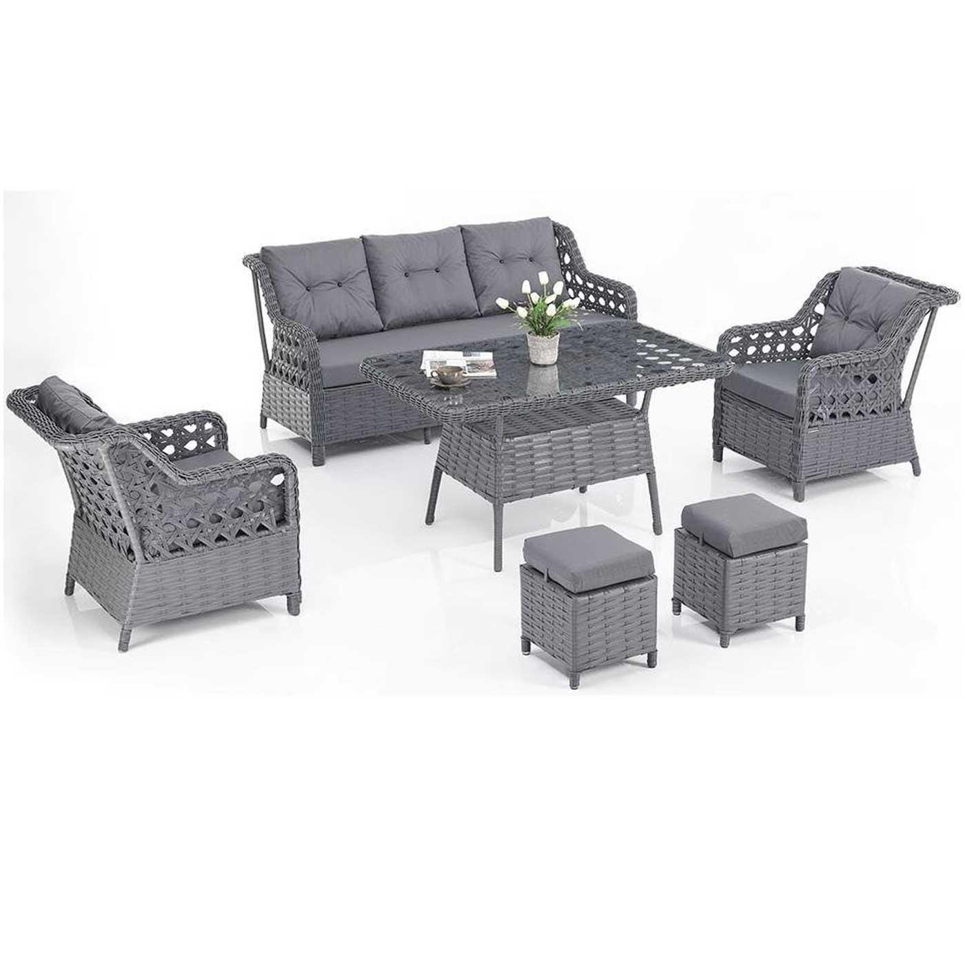 Reyo Petek 2+1+1 Masalı Rattan Bahçe Mobilyası, Balkon Takımı, Rattan Koltuk Takımı