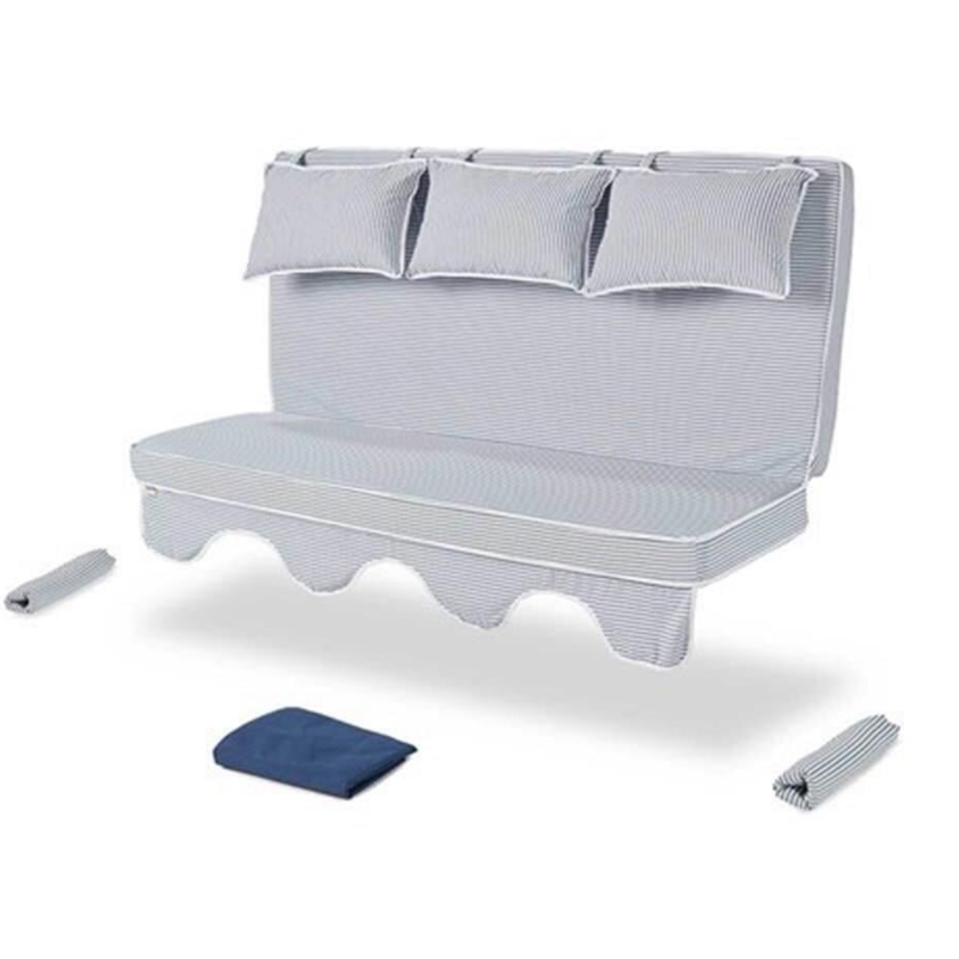 Erinöz Salıncak Minder Kılıf Takımı 3 Kişilik - Salvia - Minder: Lacivert Çizgili Tente: Lacivert