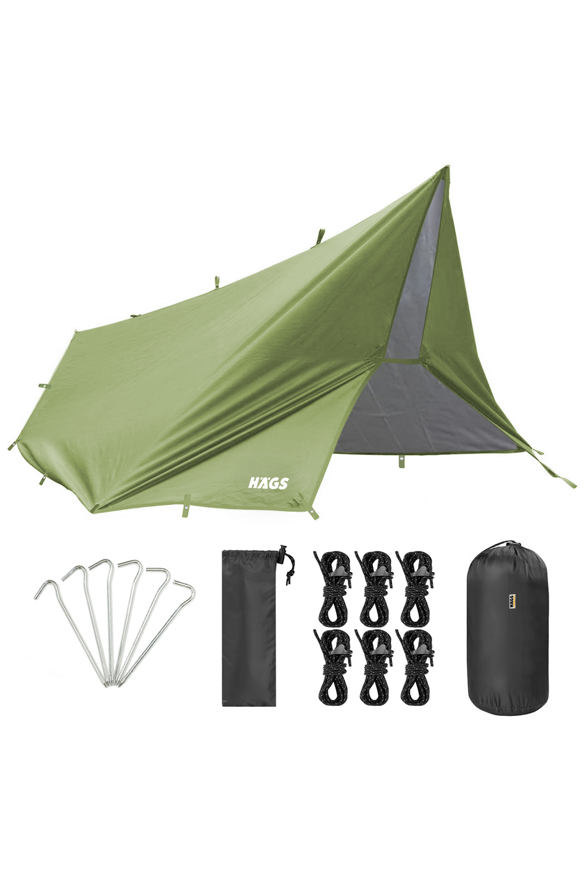 Haegs Su Geçirmez Tarp Tente Gölgelik Örtü, 4 Mevsim Taşınabilir Örtü Branda Çok İşlevli Outdoor Açık Hava Kamp Seyahat Tente Branda Barınak Yağmurluk, Güneşlik Karavan Yan Gölgelik Çadır 300x300 cm - Yeşil