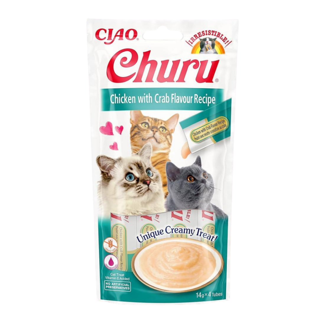 Inaba Ciao Churu Cream Tavuklu ve Yengeçli 4x14 gr Kedi Ödül Kreması