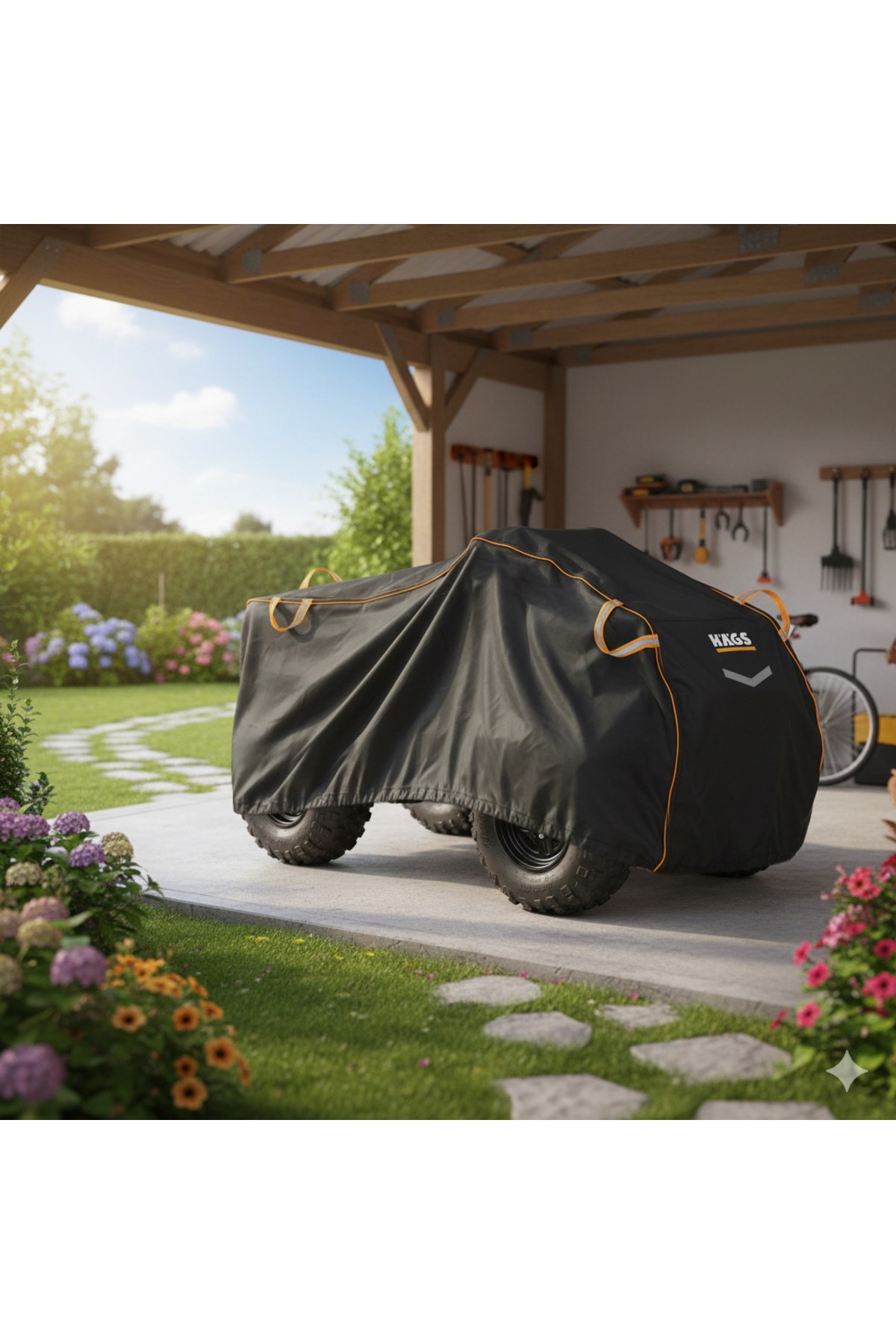 Haegs ATV Brandası, ATV Koruma Kılıfı, Örtüsü Su Geçirmez Dış Mekan Ağır Hizmet Tipi, 4 Mevsim (XXXL-255-110-120) - Siyah